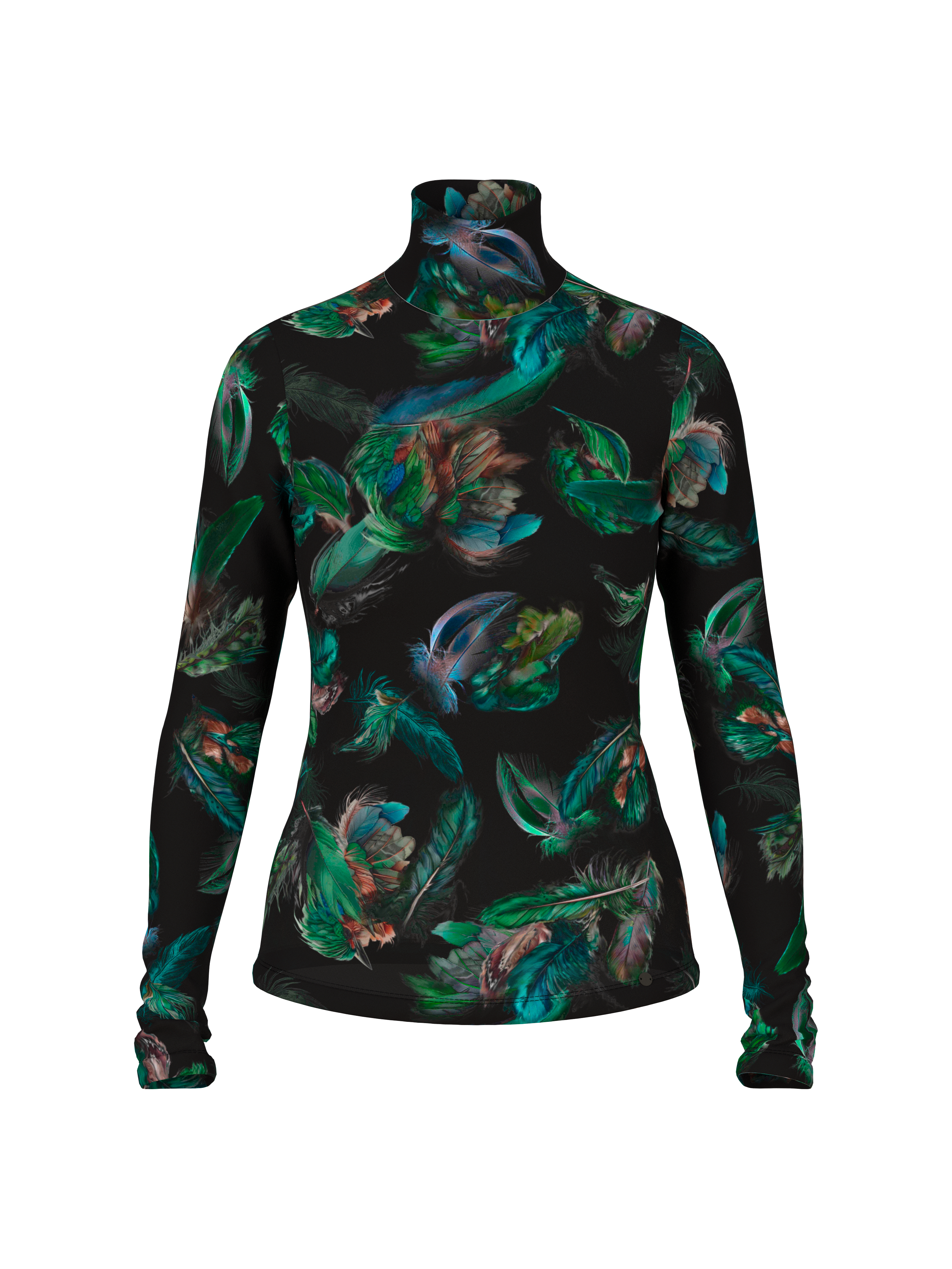 Stretch-Shirt mit Federn-Print