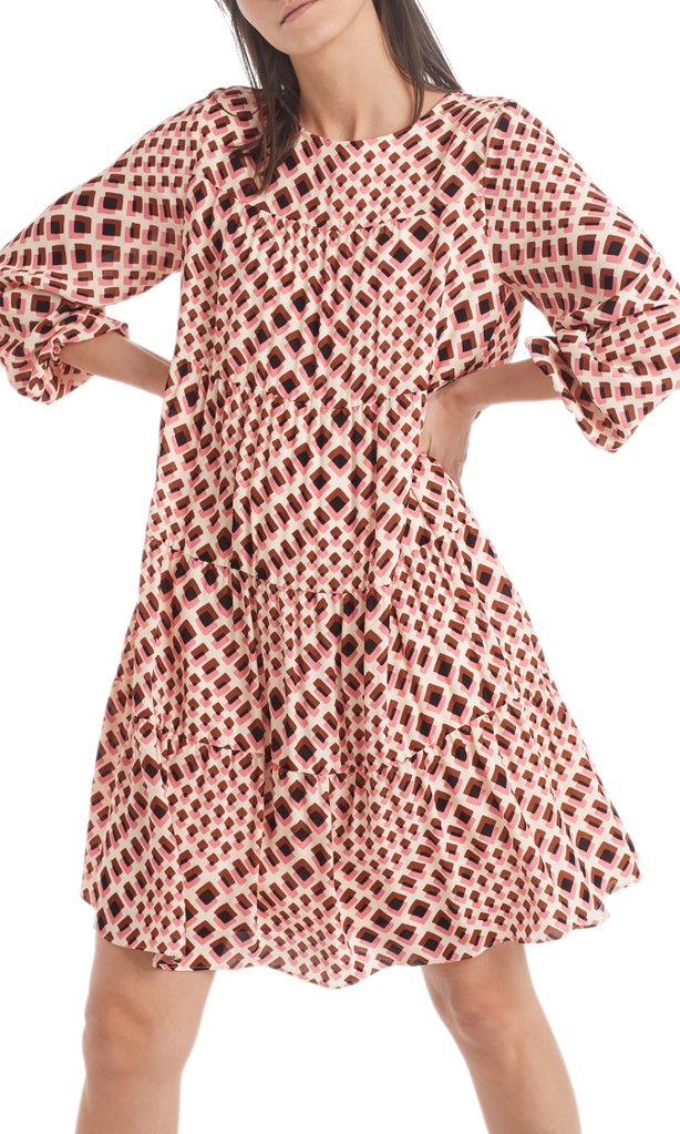 Crêpe-Kleid mit Grafikmuster