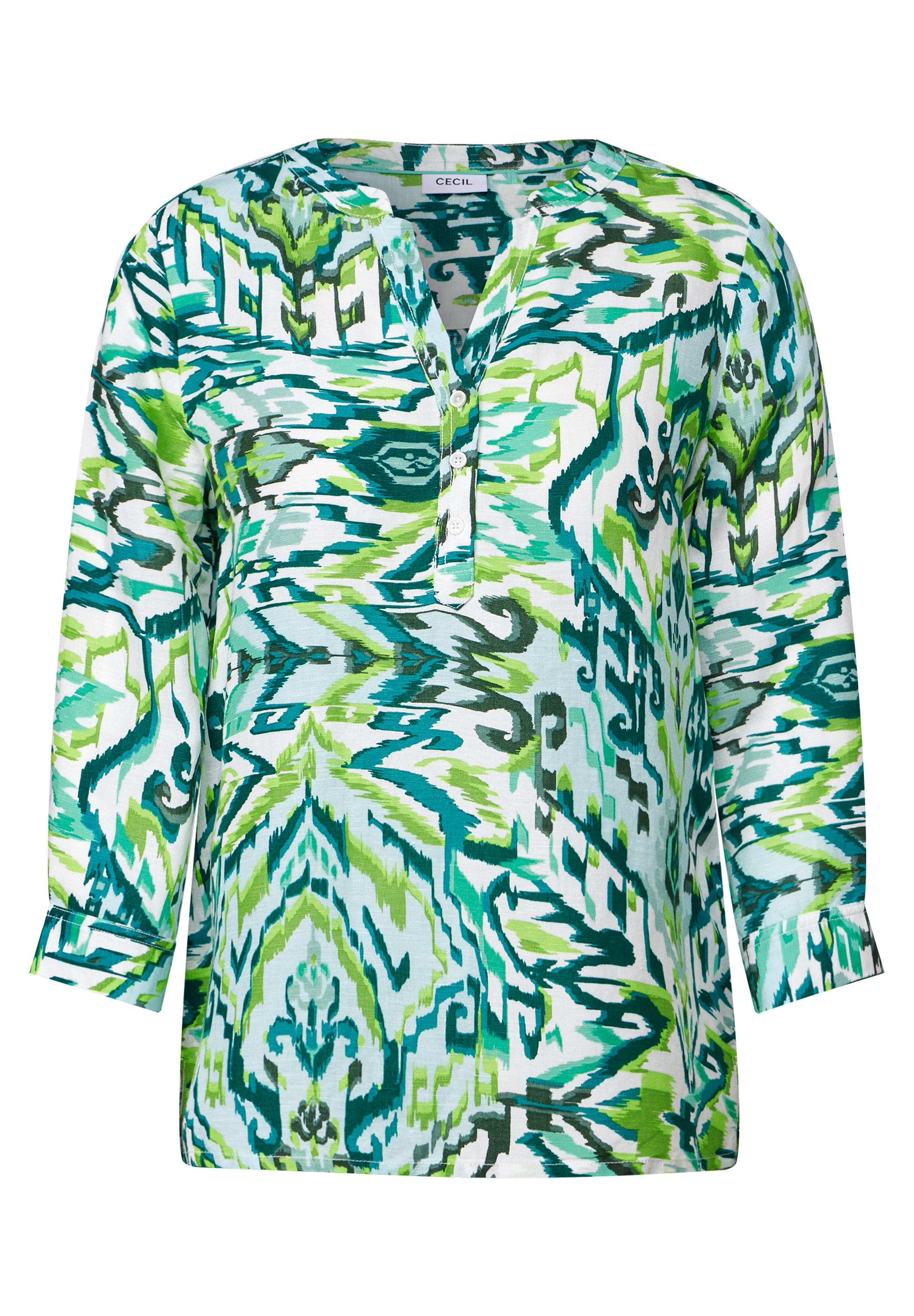 Gemusterte Leinenmix-Bluse