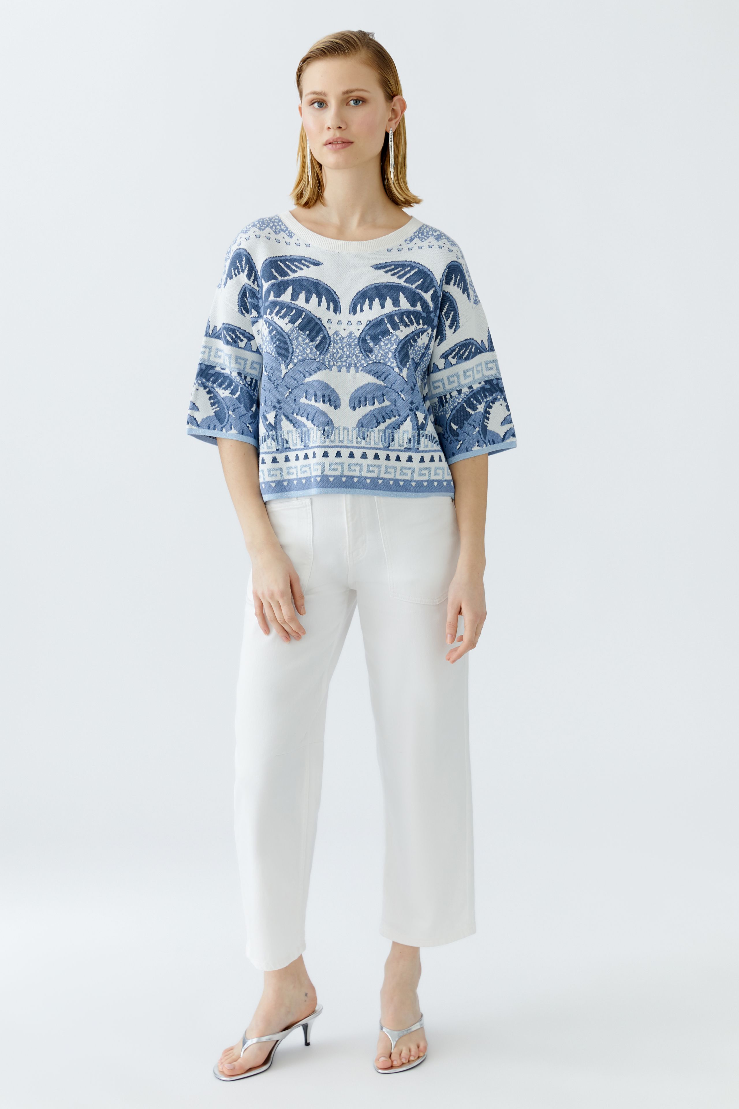 Pullover Baumwoll- Viskosemischung mit Glanzgarn