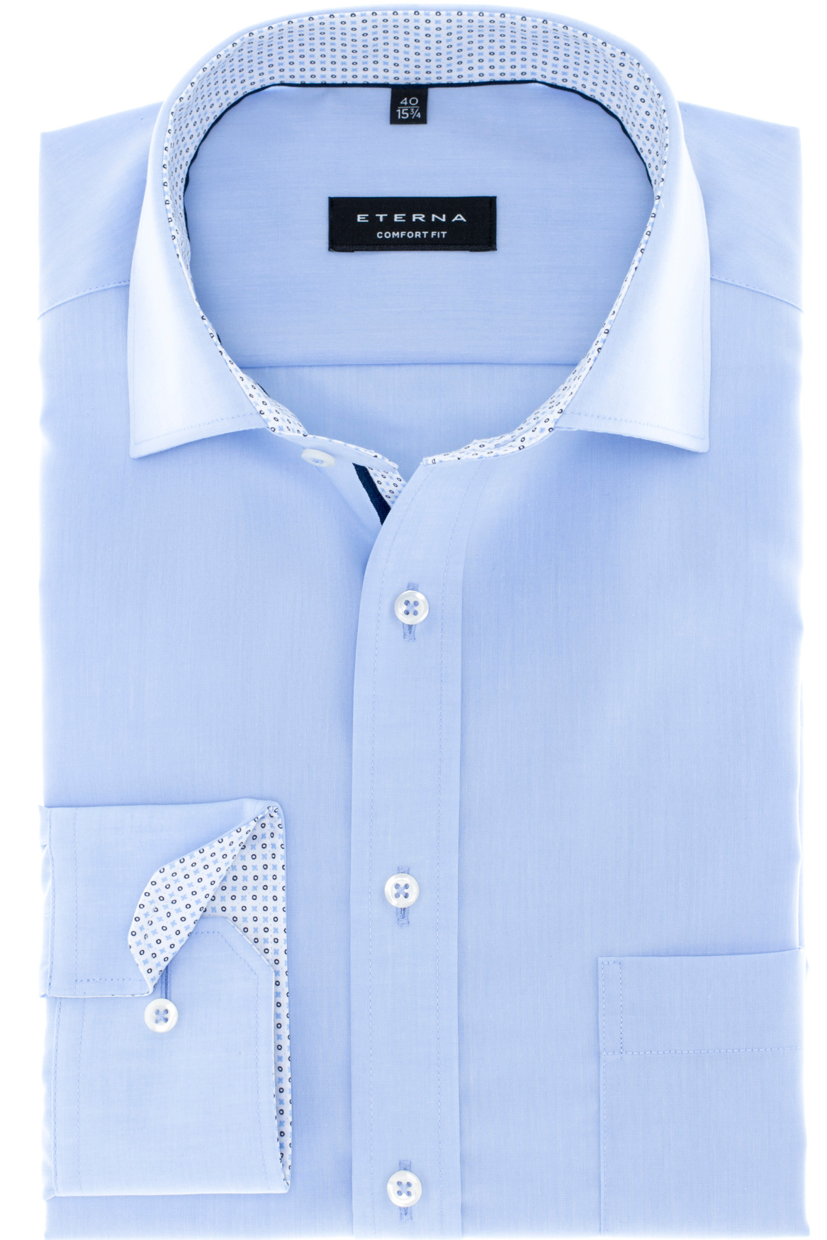 ETERNA COMFORT FIT LANGARMHEMD CHAMBRAY HELLBLAU
