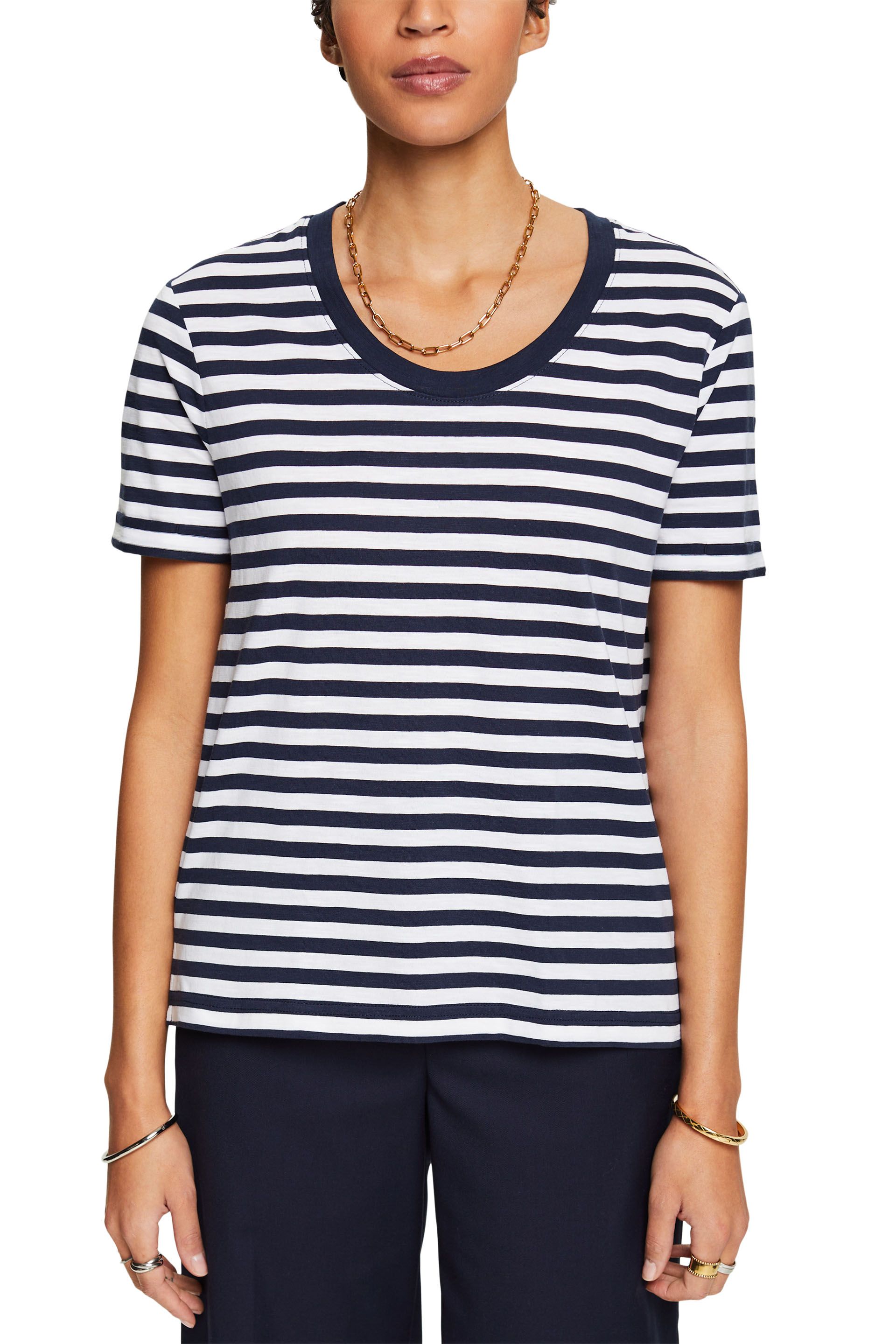 T-Shirt mit Slub-Struktur und U-Ausschnitt