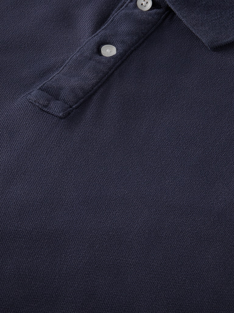 Garment-dyed washed pique polo in O