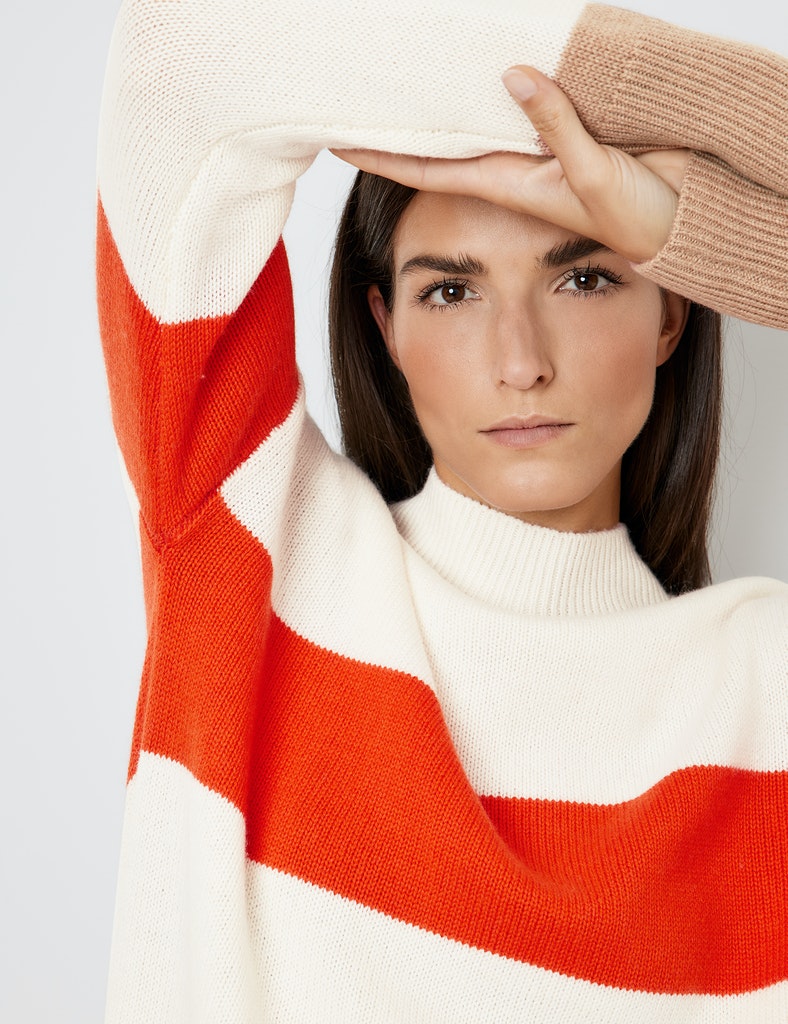 Pullover mit Blockstreifen Wolle-Kaschmir
