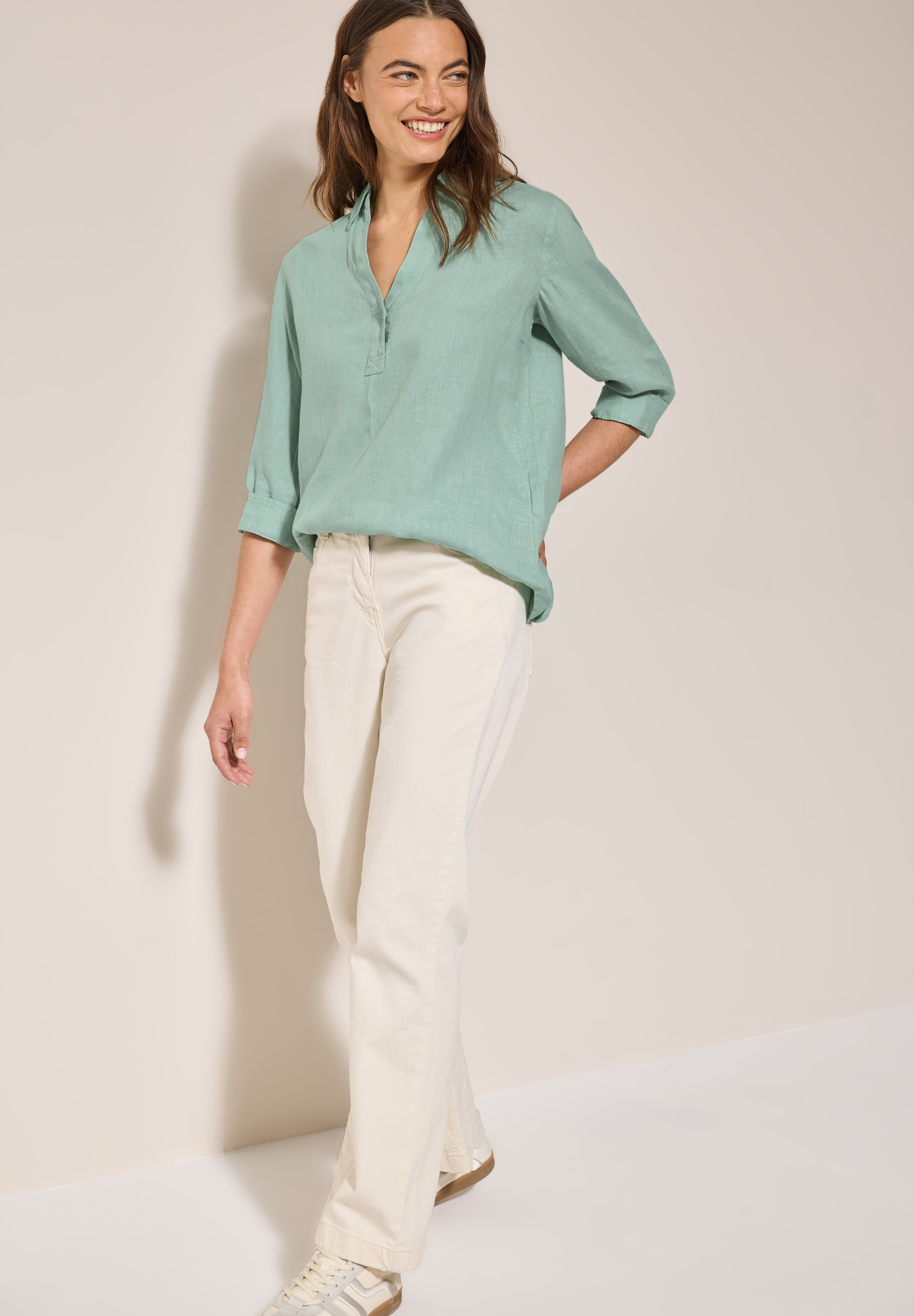 Leinen-Longbluse