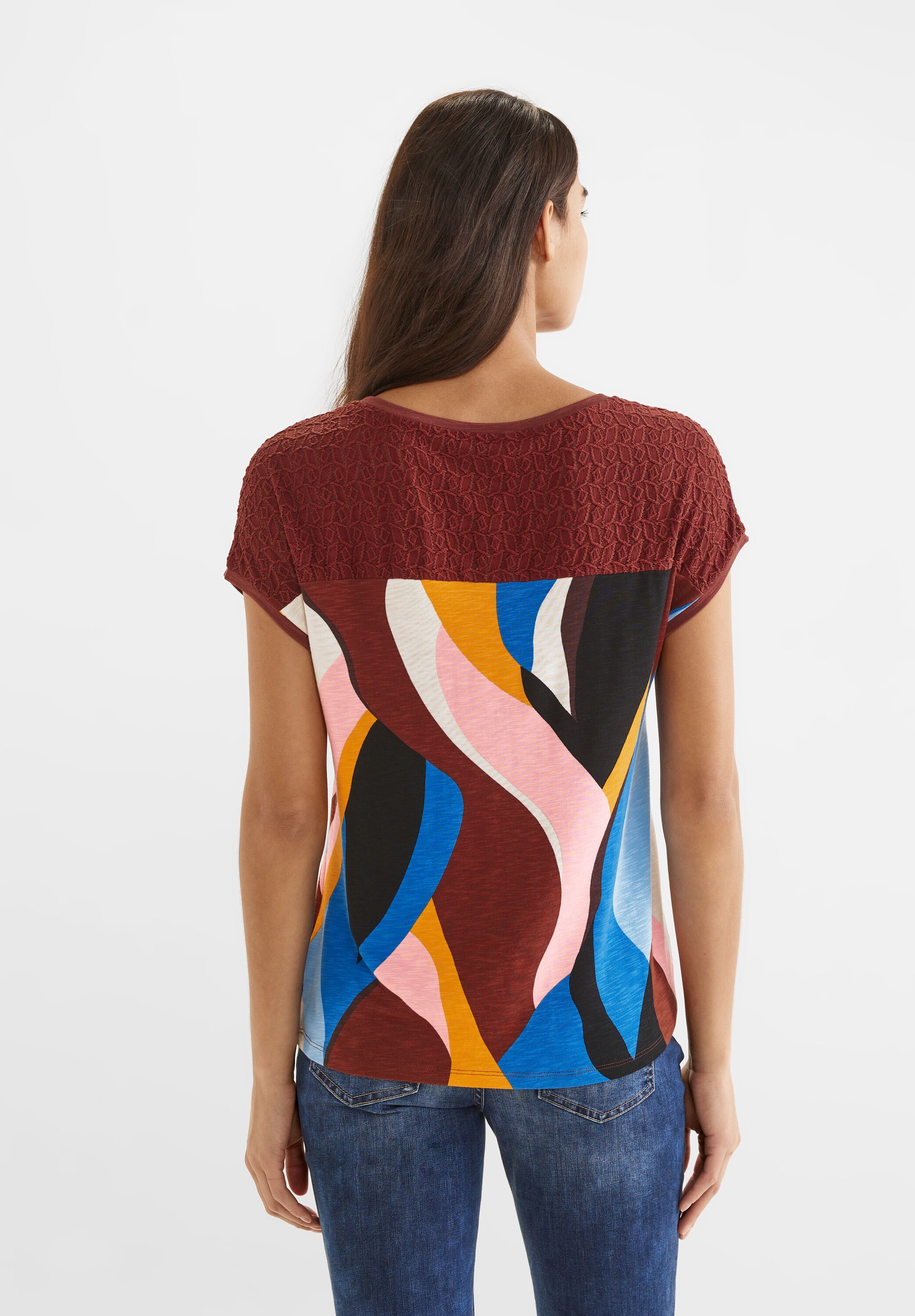 Print Spitzen T-Shirt