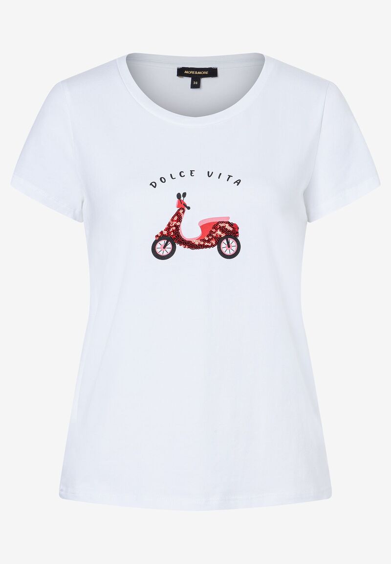 T-Shirt mit Pailletten-Roller  weiß  Frühjahrs-Kollektion