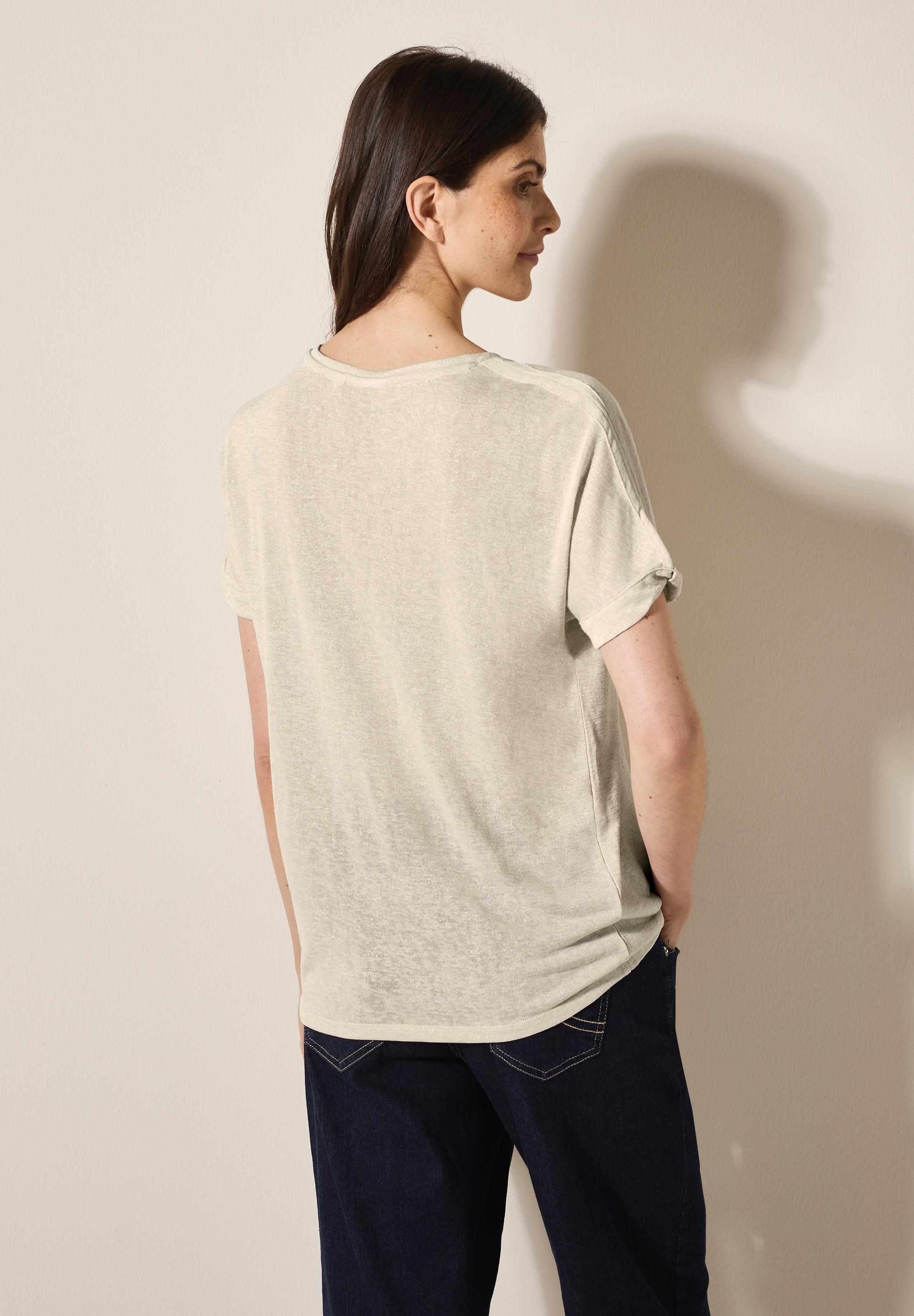 Leinen-Look Glitzer-Shirt