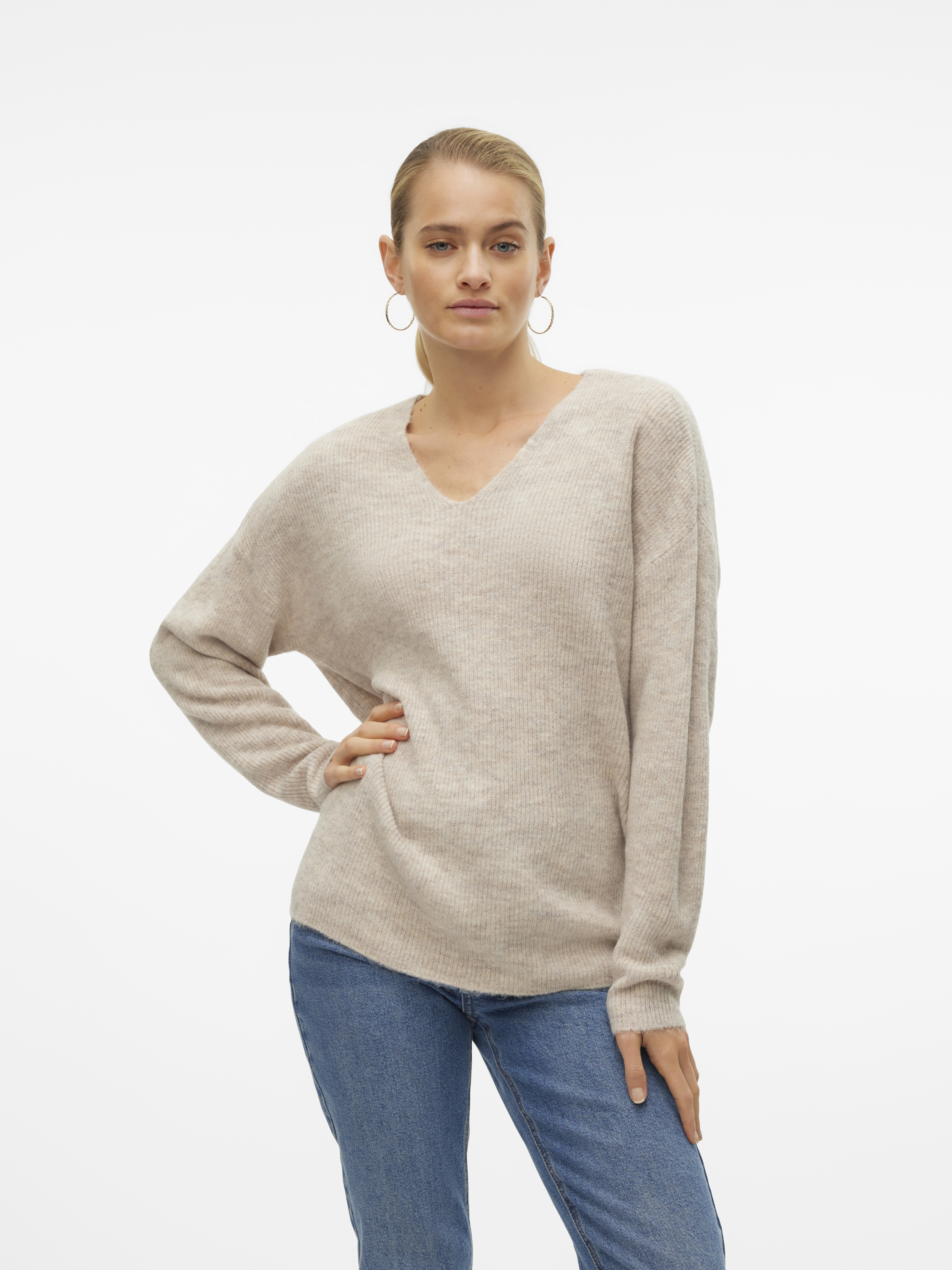 VMCREWLEFILE LS V-NECK BLOUSE NOOS