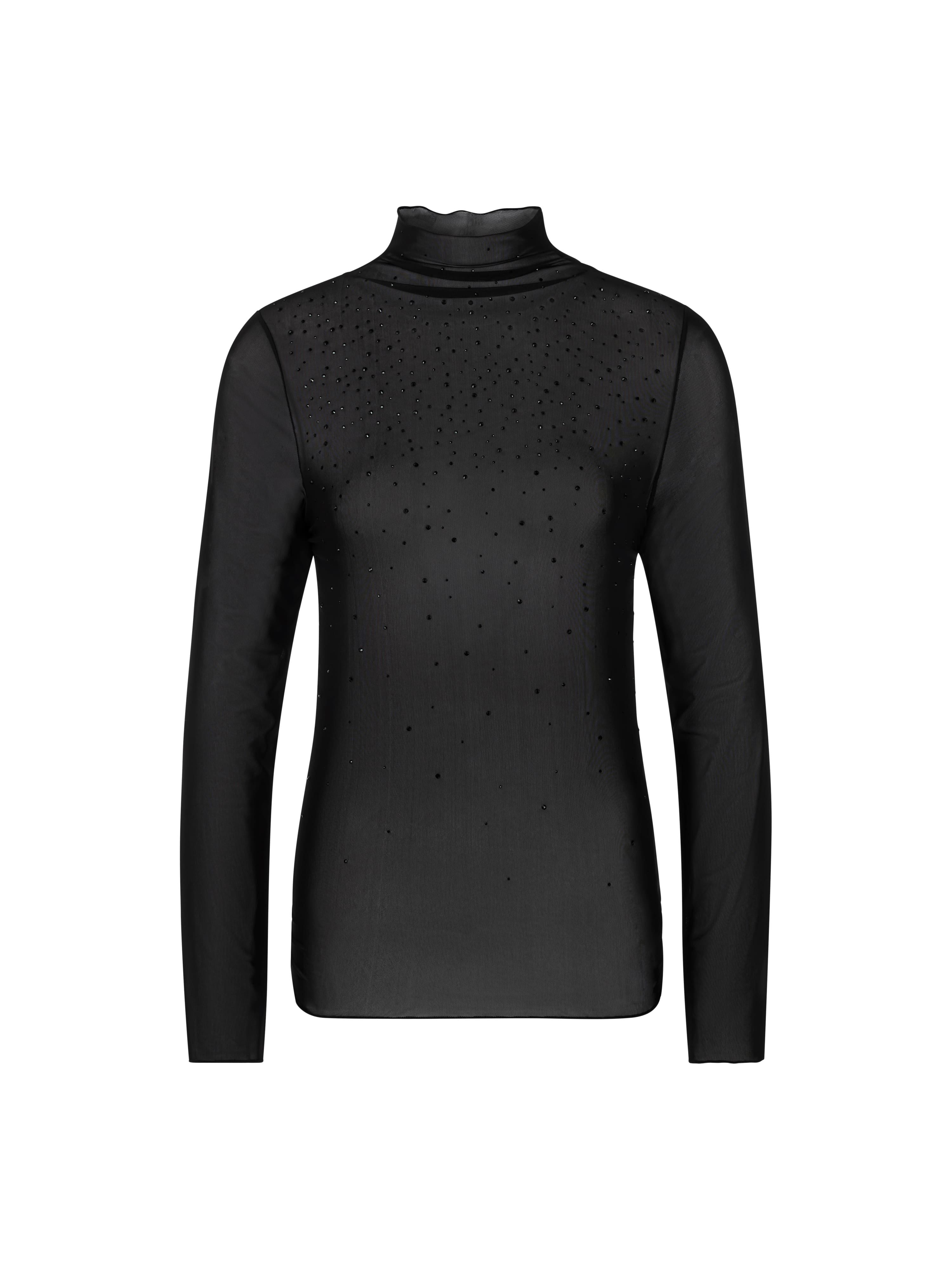 Mesh-Longsleeve mit Hotfixsteinchen