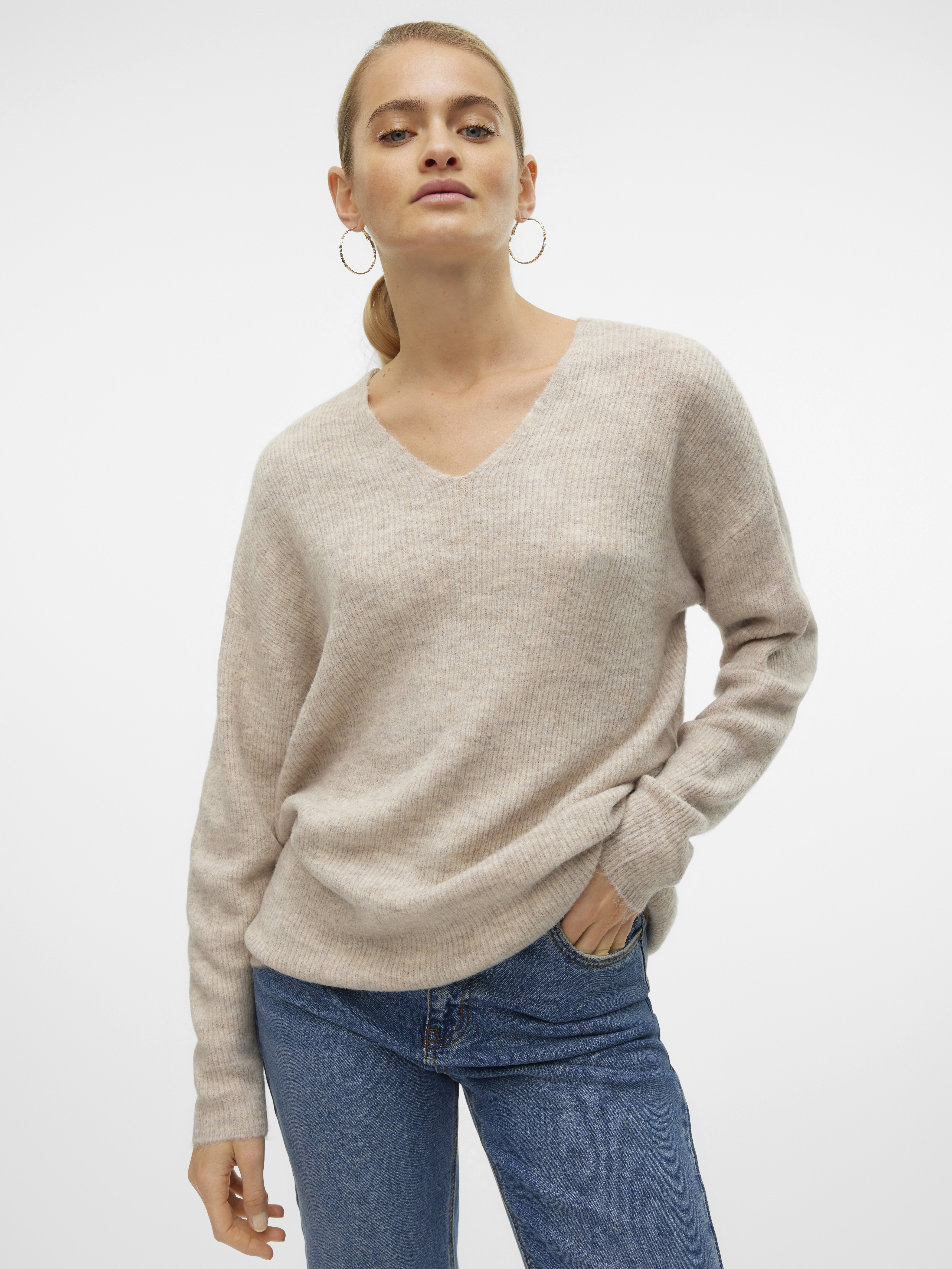 VMCREWLEFILE LS V-NECK BLOUSE NOOS