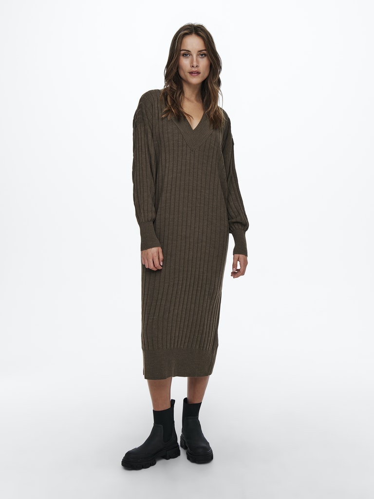 ONLNEW TESSA L/S MIDI V-NECK DRESS KNT