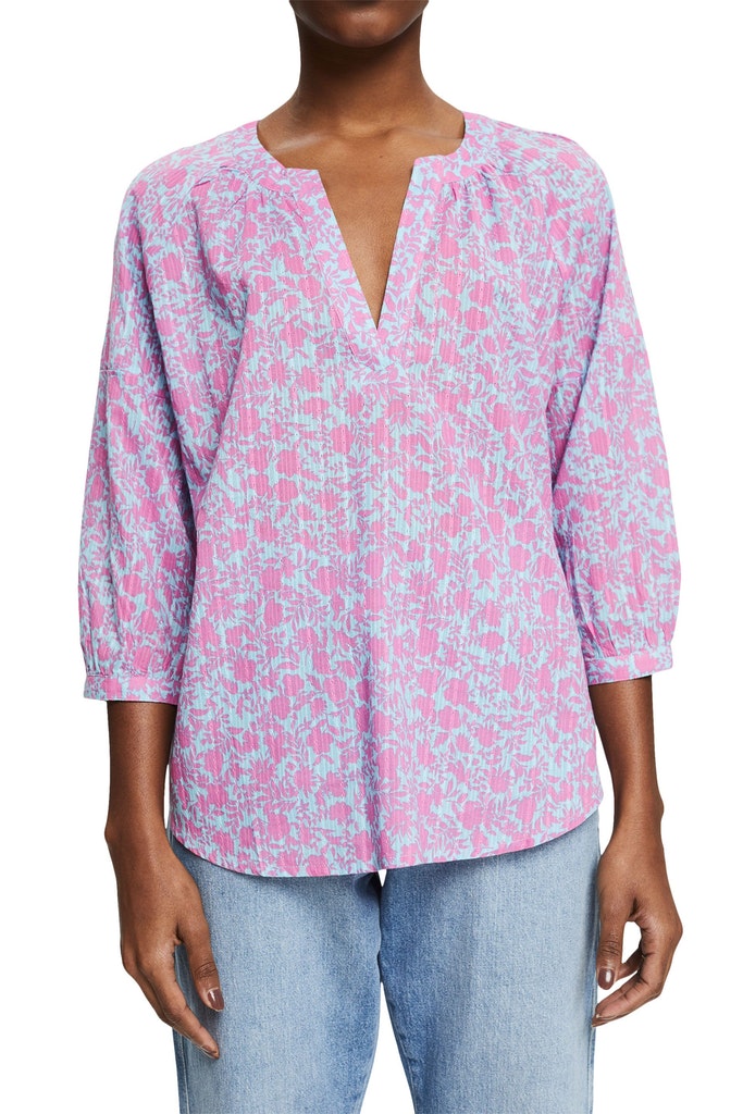 Gemusterte Bluse mit 3/4 Ärmeln