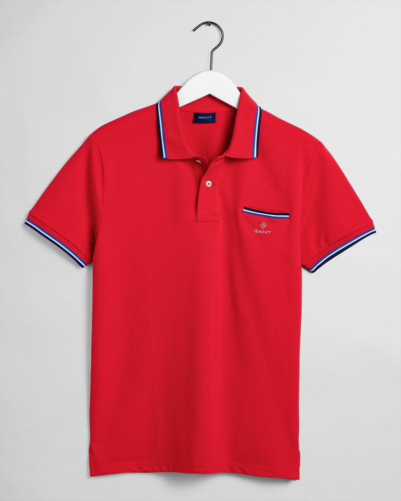 Piqué Rugger Poloshirt mit 3-farbigen Kontraststreifen