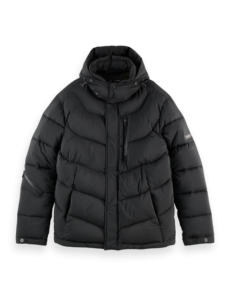 Hooded water-repellent puffer jacke