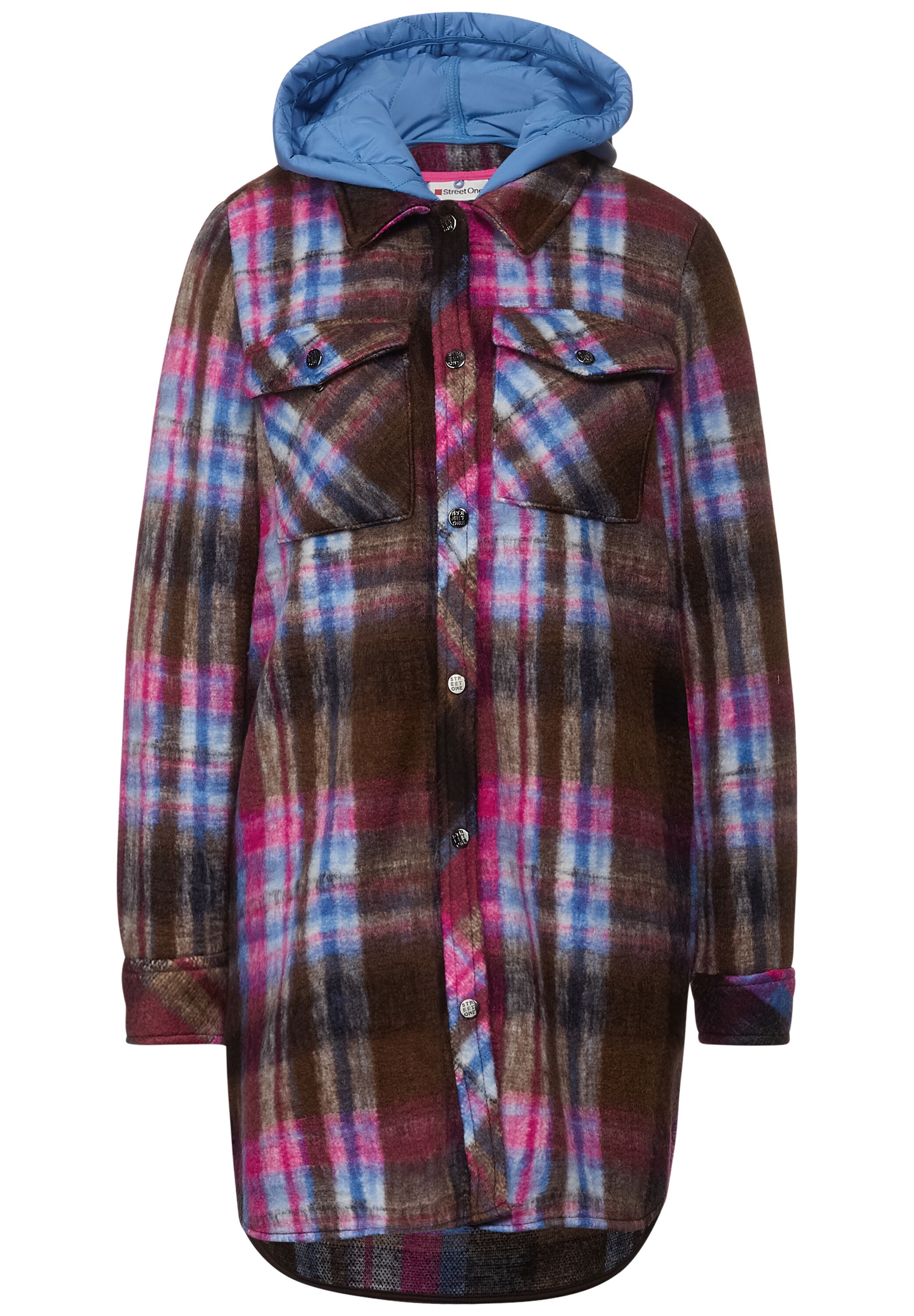 Langes Overshirt mit Kapuze