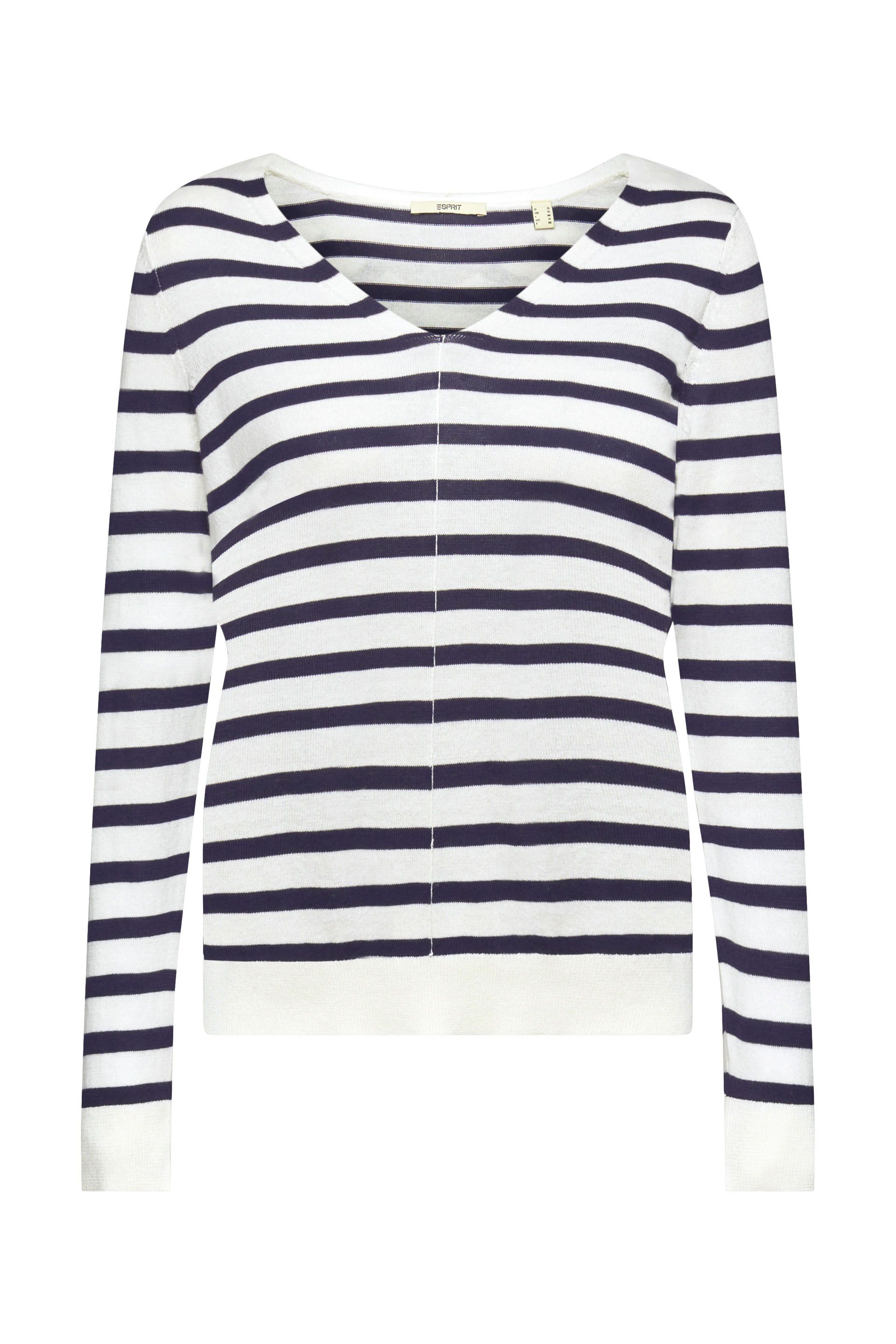 Gestreifter Pullover mit V-Ausschnitt