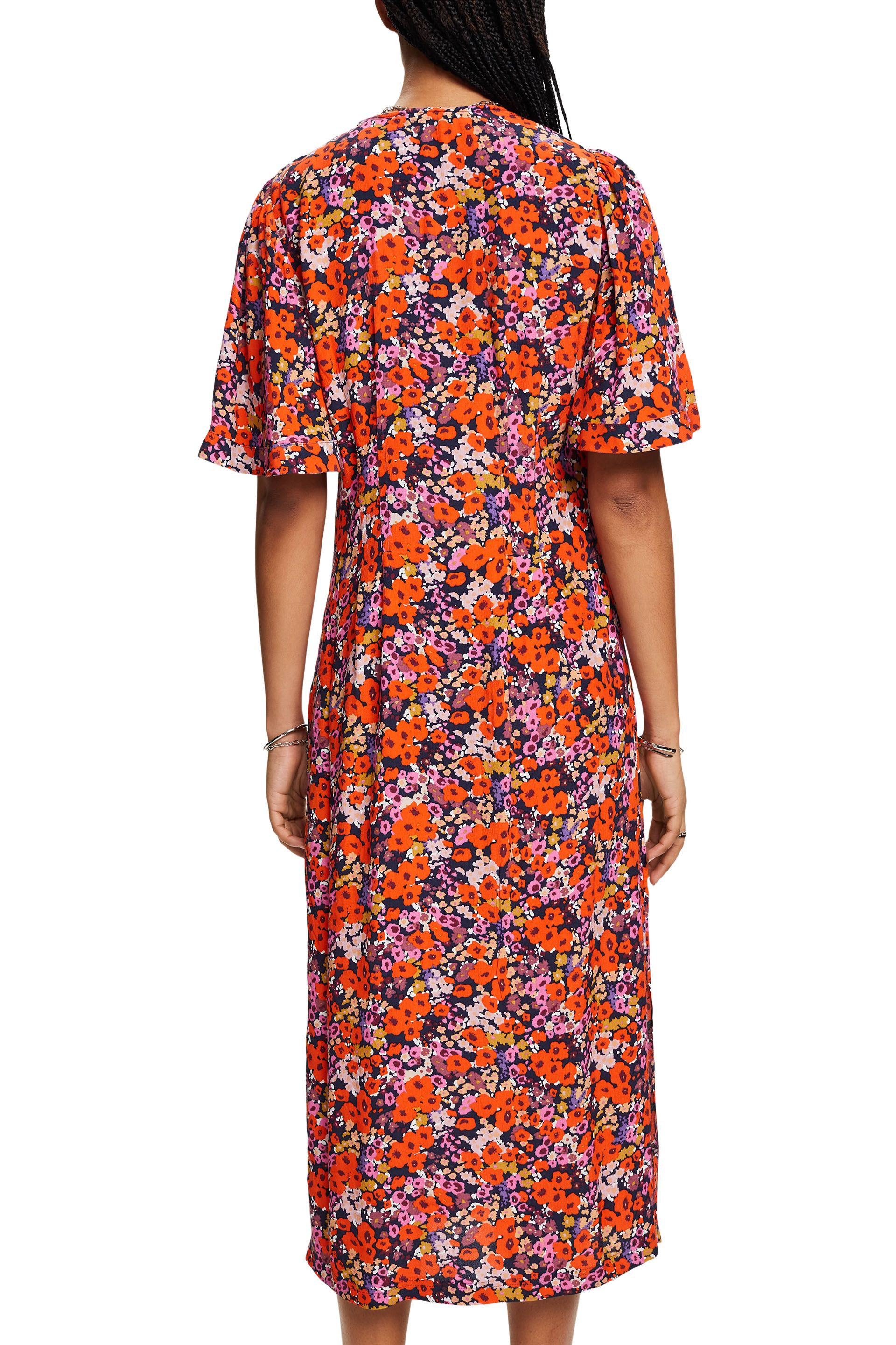 Kurzärmeliges Midikleid mit Blumenmuster