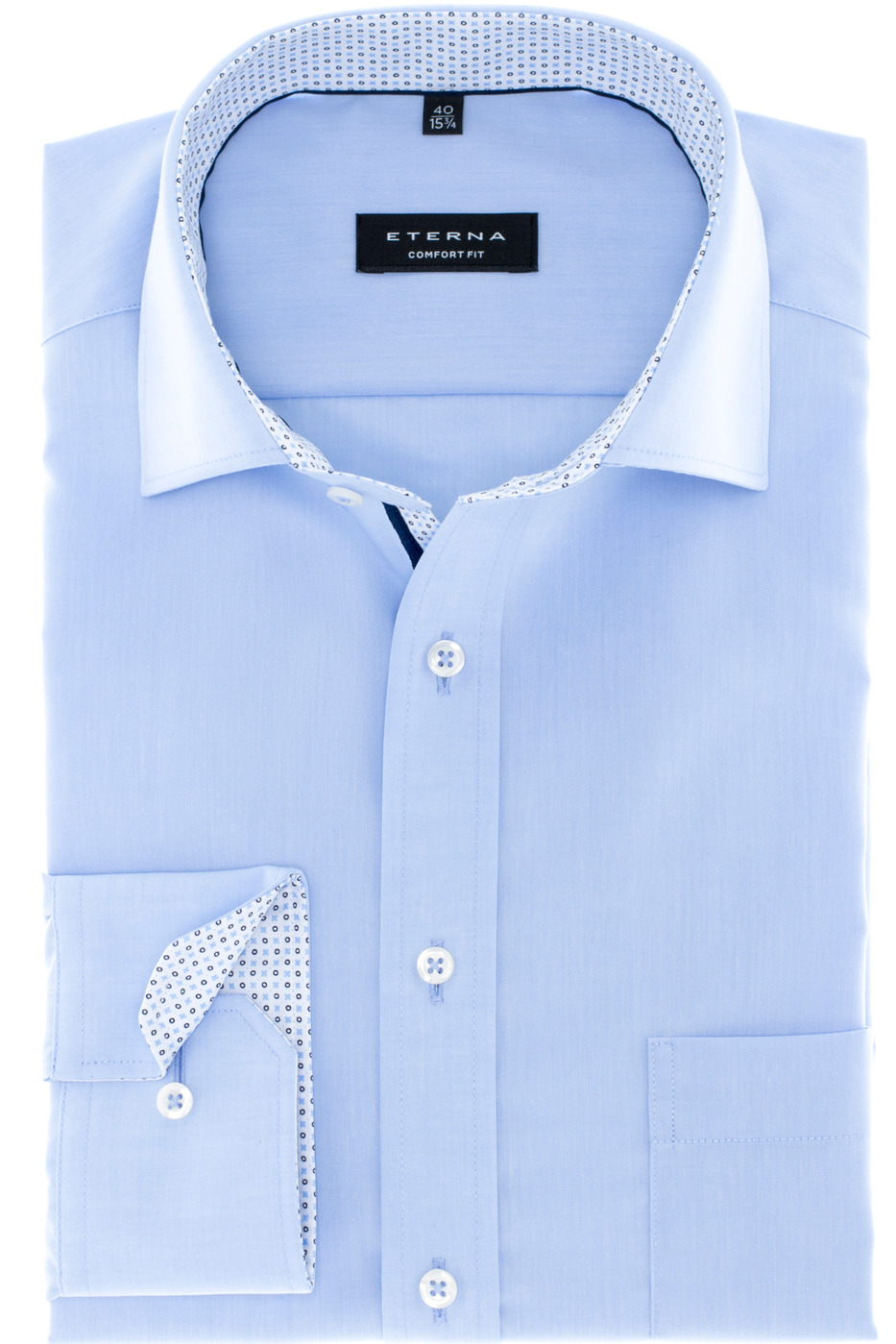 ETERNA COMFORT FIT LANGARMHEMD CHAMBRAY HELLBLAU