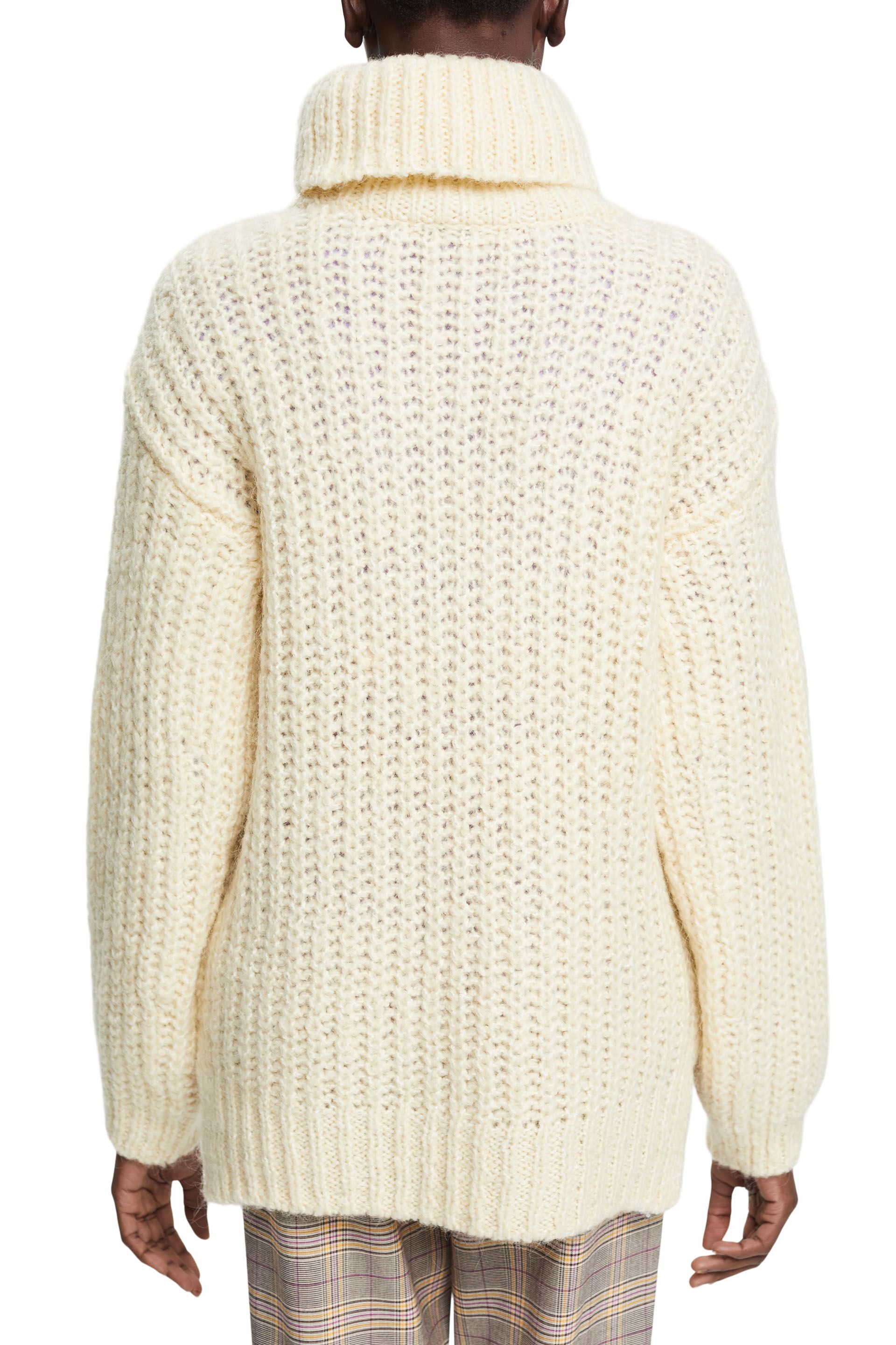 Grobstrickpullover mit Rollkragen, mit Alpaka und Wolle