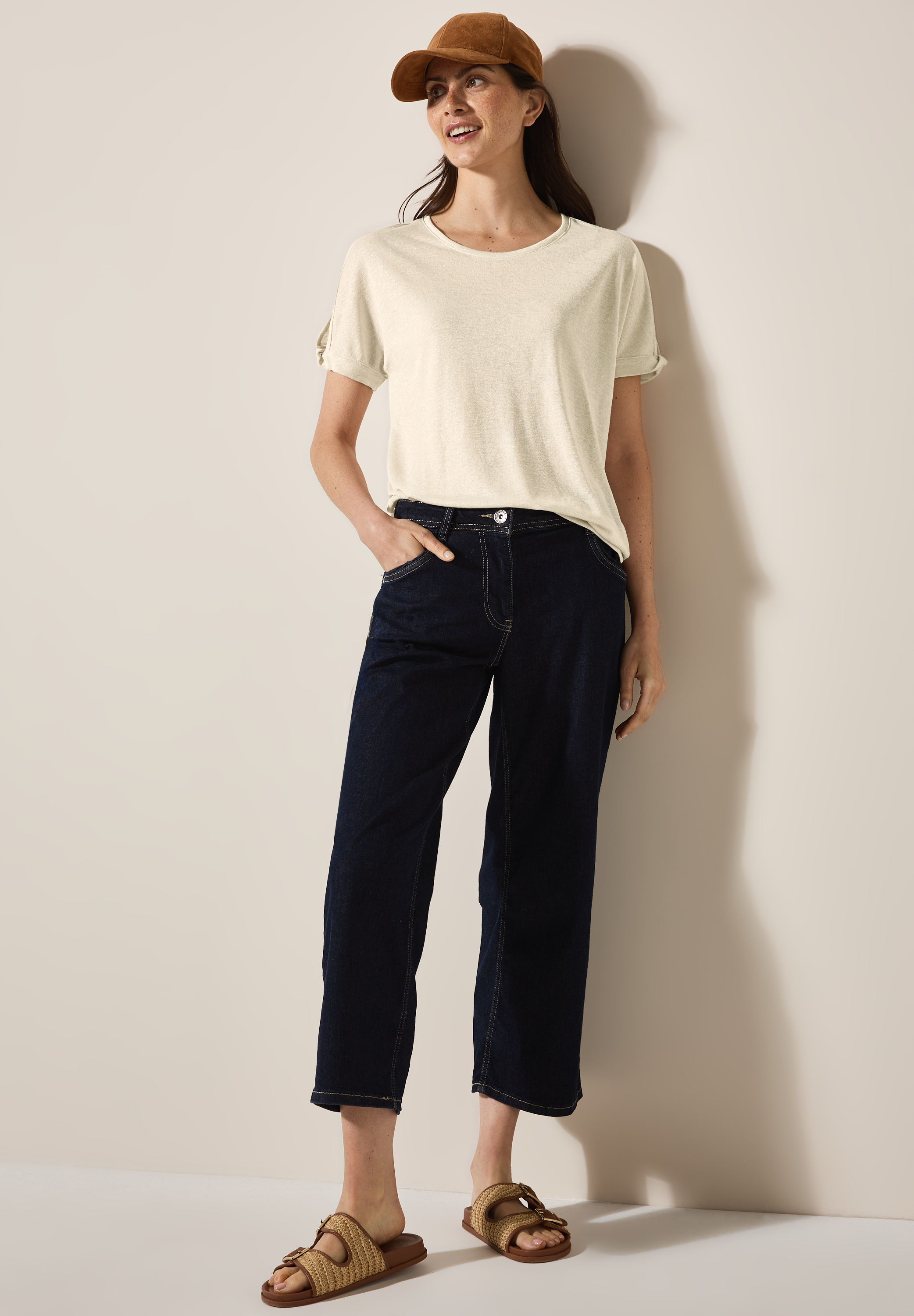 Leinen-Look Glitzer-Shirt