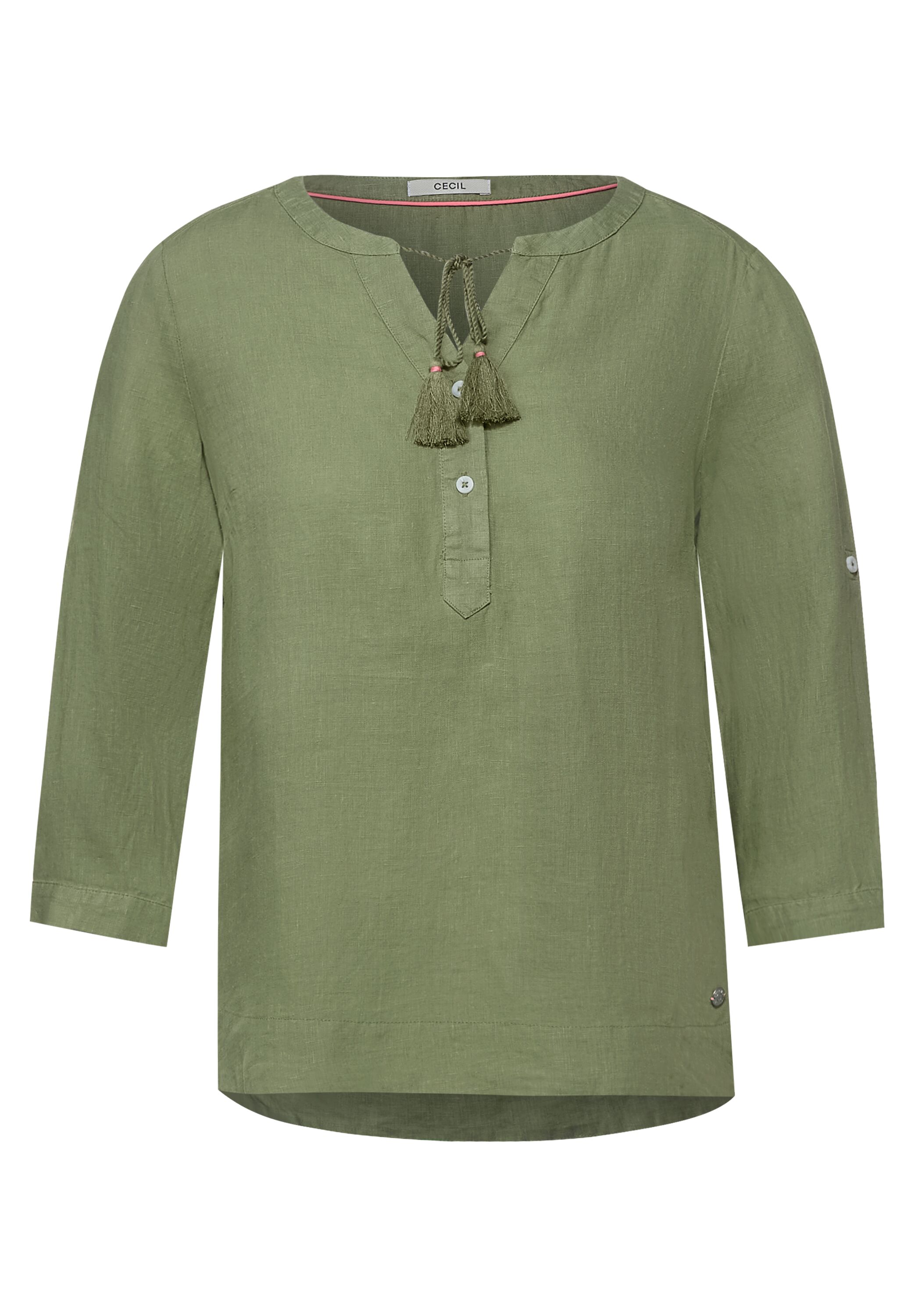 Leinen Bluse in Unifarbe