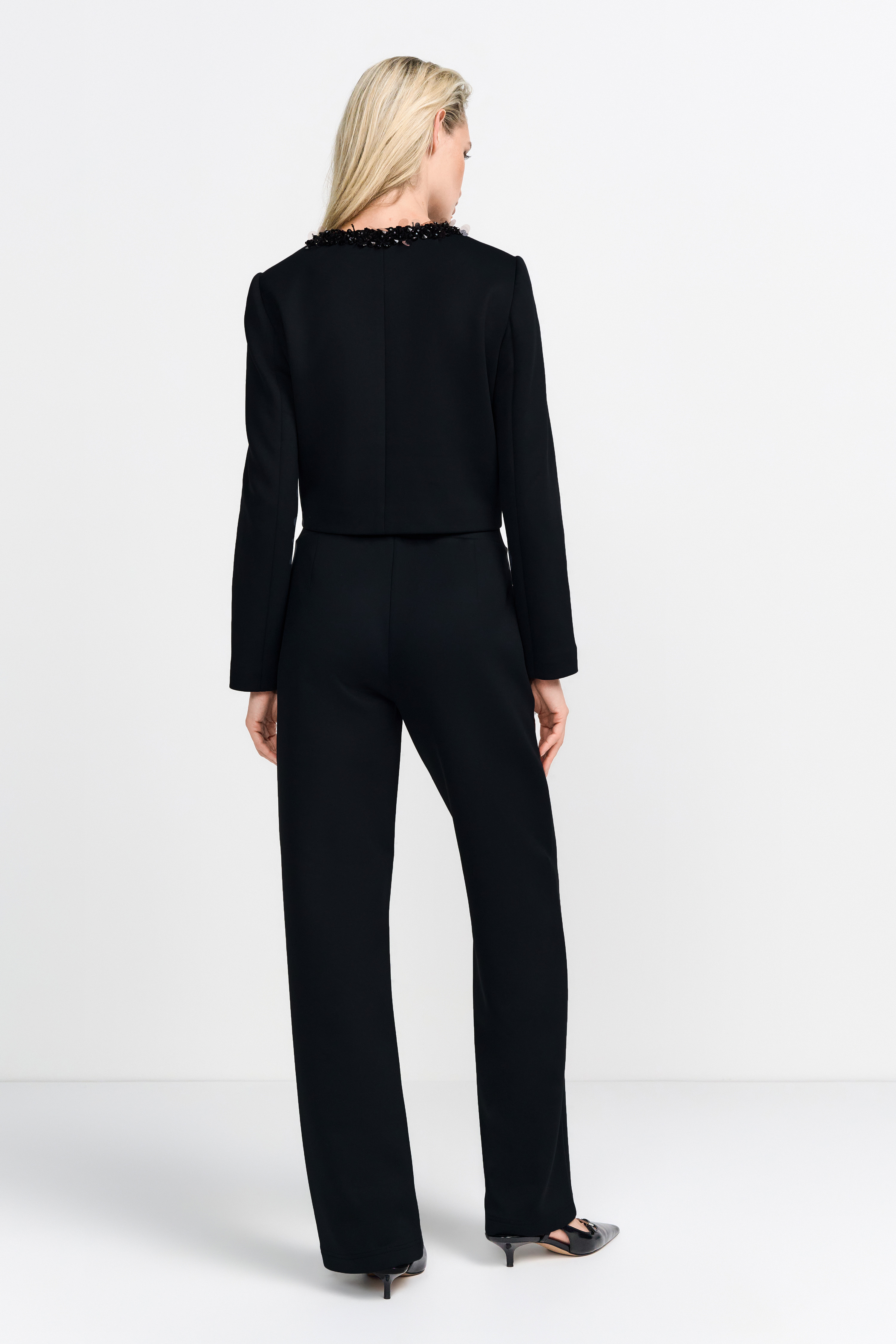 Cropped scuba sequin jacket
