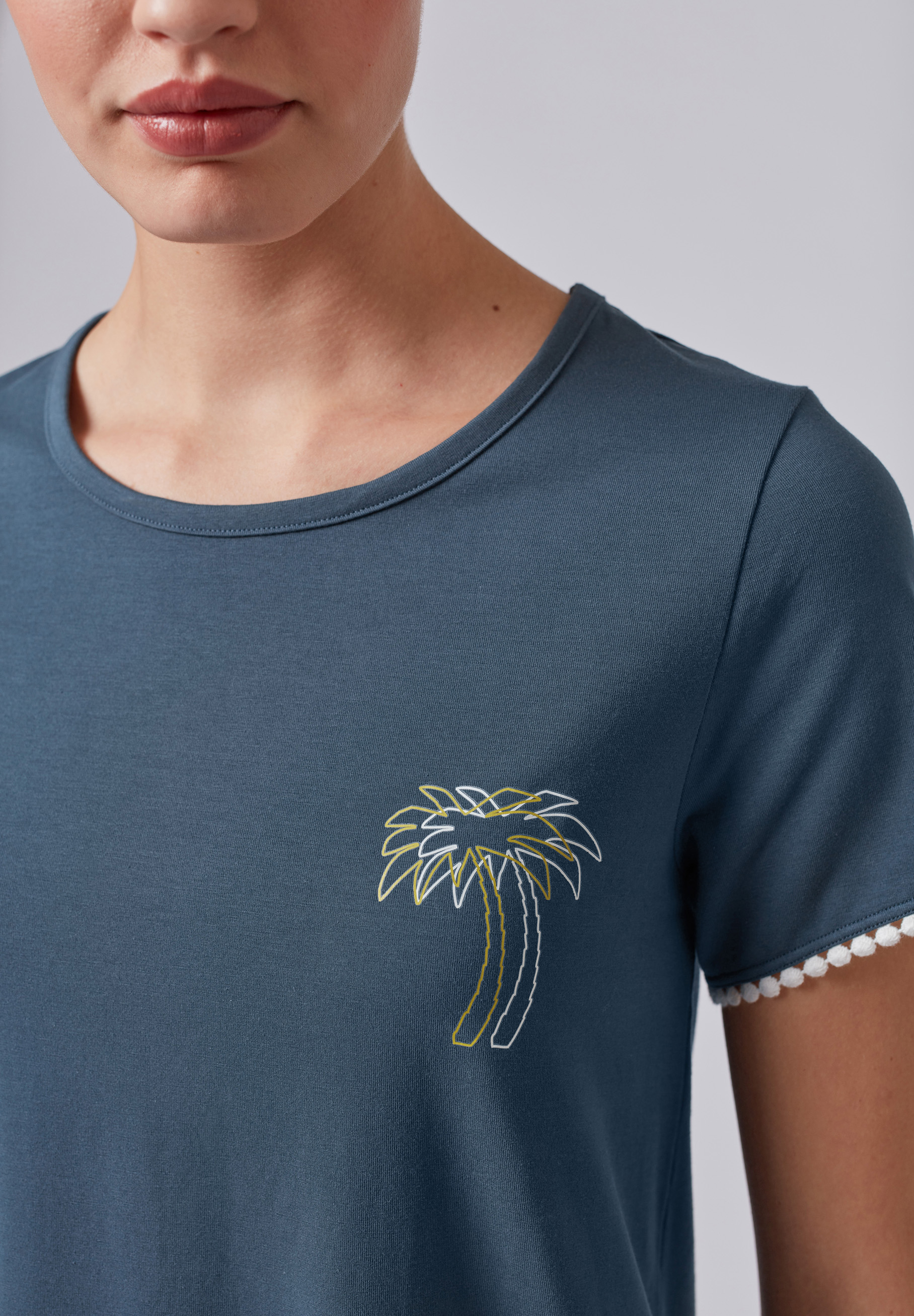 Skiny Damen Sleepshirt kurzarm Palm Tree Sleep