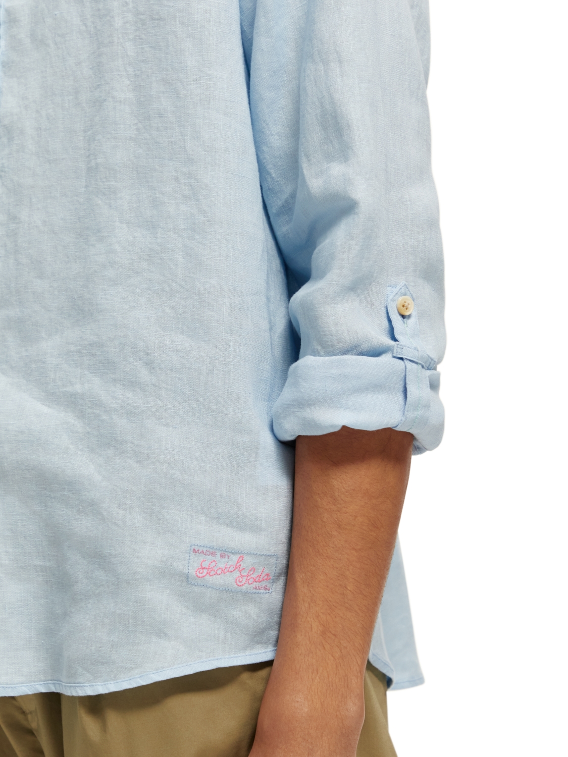 Linen shirt with sleeve roll-up