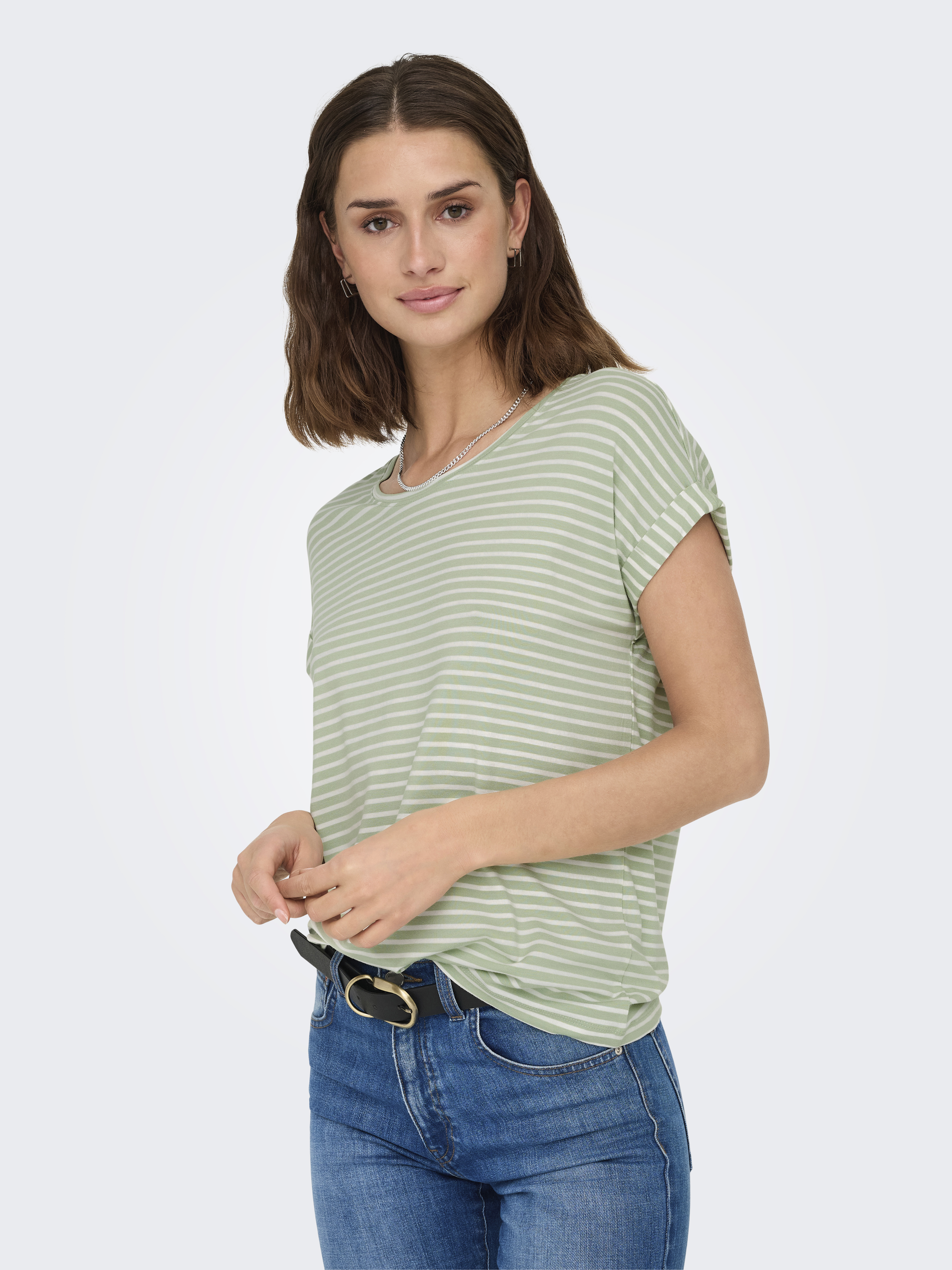 ONLMOSTER STRIPE S/S O-NECK TOP JRS NOOS