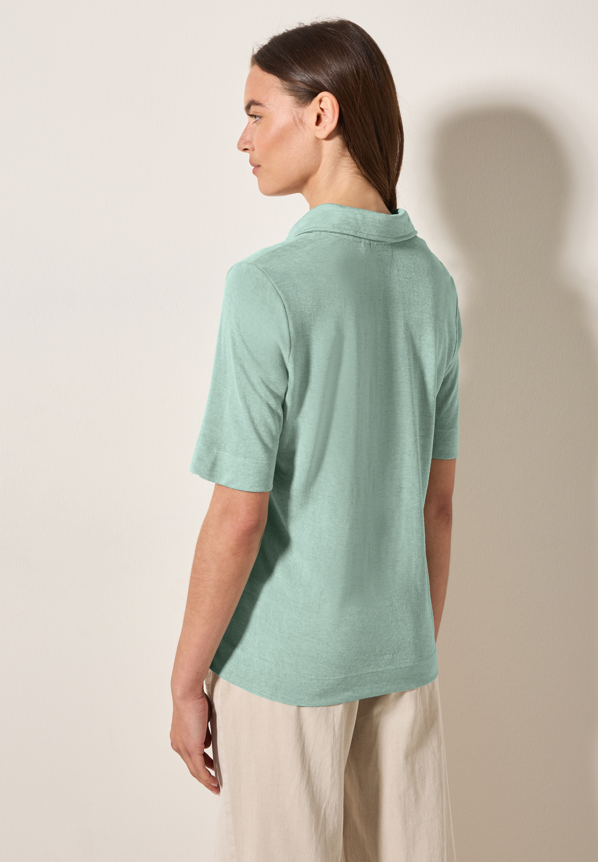 Poloshirt in Leinen-Optik