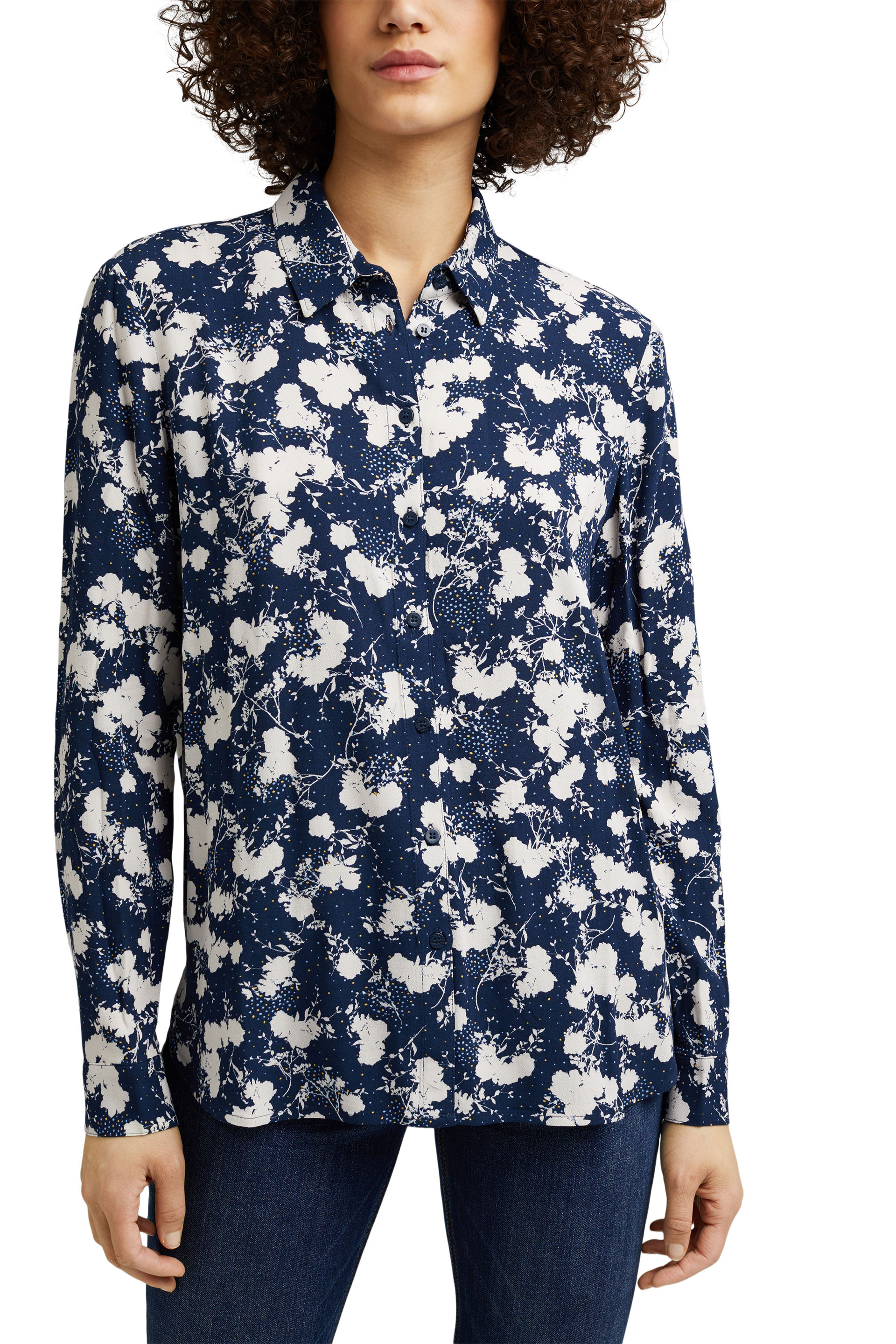 Fließende Hemdbluse mit modernem Blumen-Print