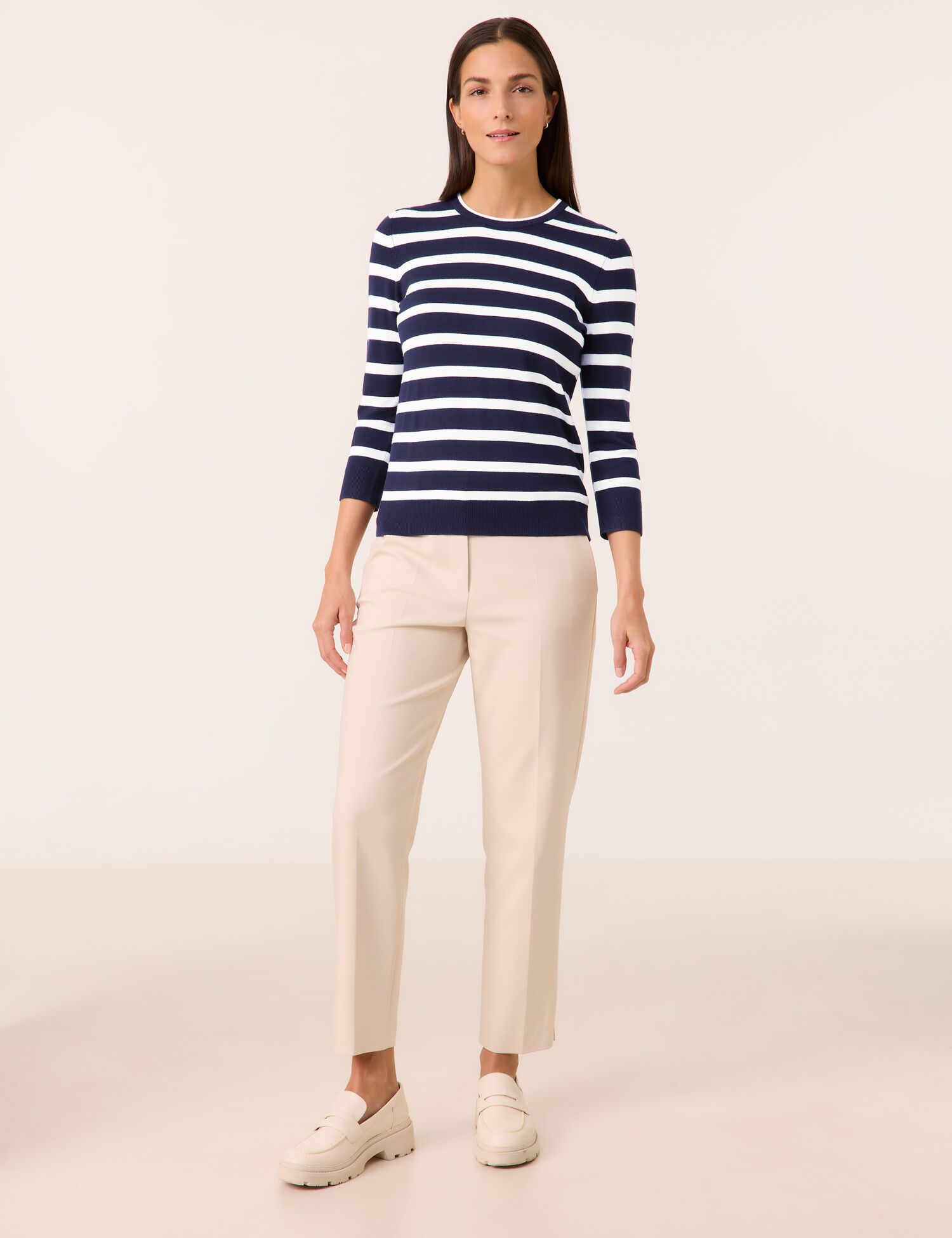 Geringelter 3/4 Arm Pullover