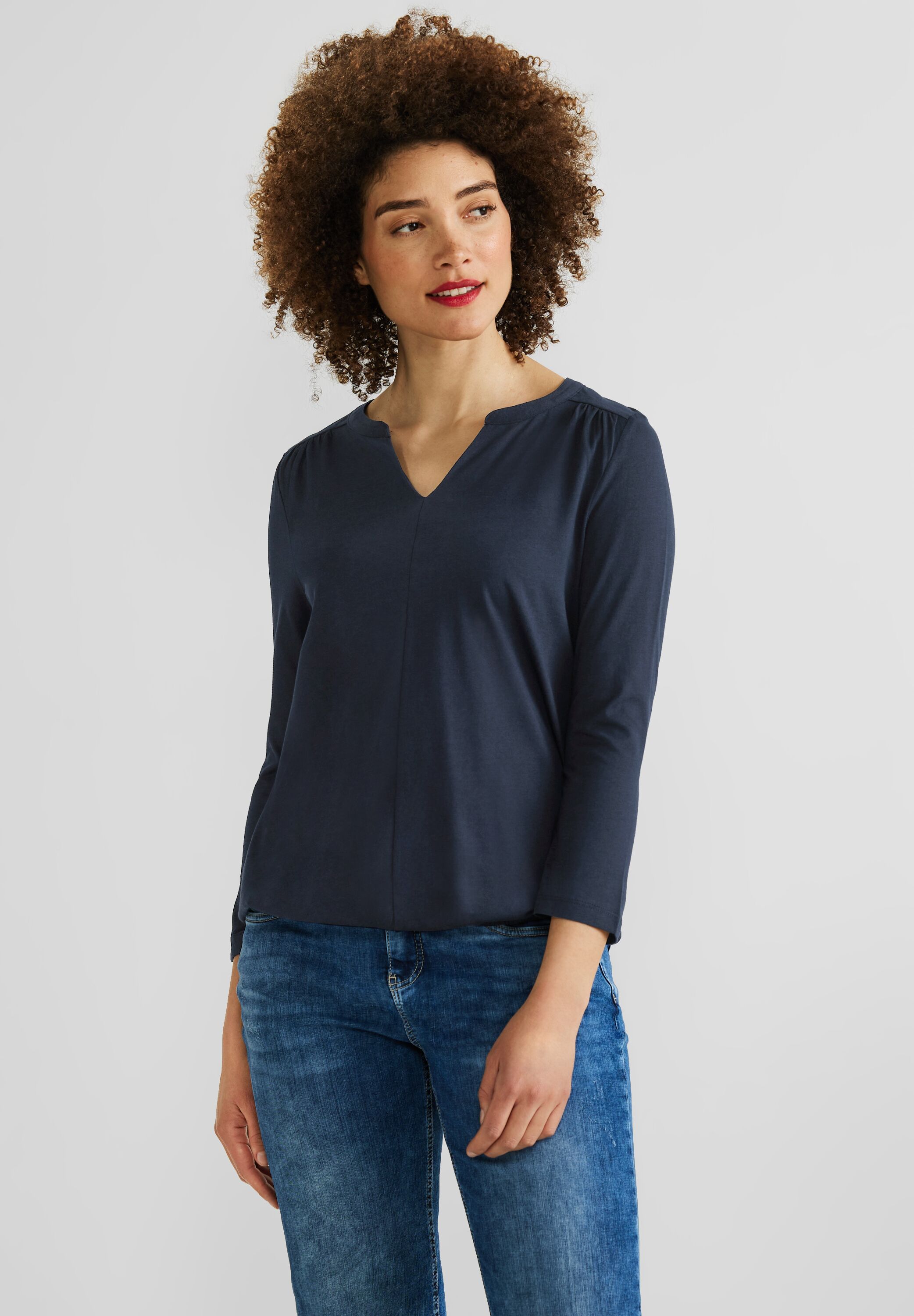 Jersey Shirt mit 3/4 Ärmel