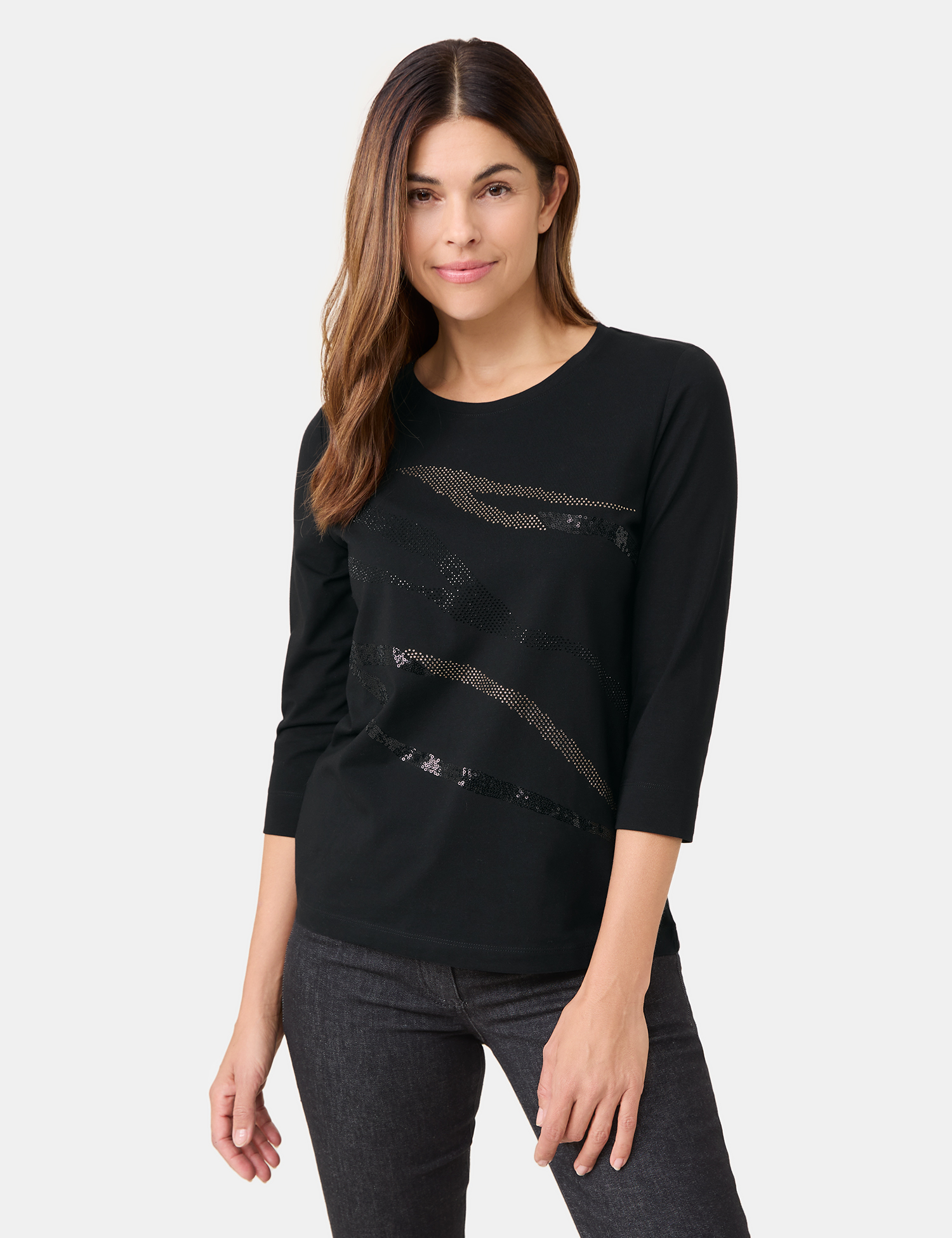 3/4 Arm Shirt mit dekorativer Front