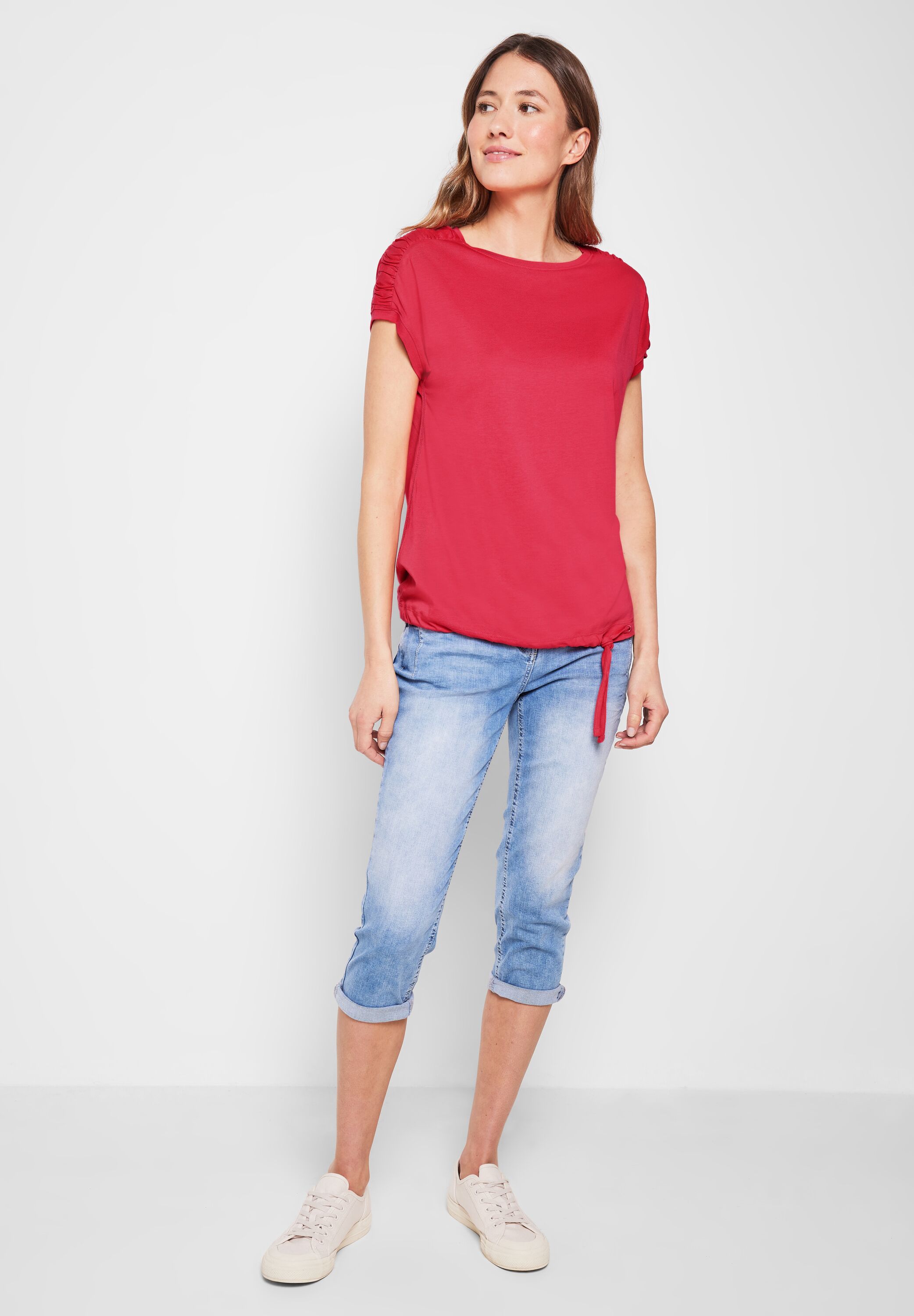 T-Shirt mit Raffdetails