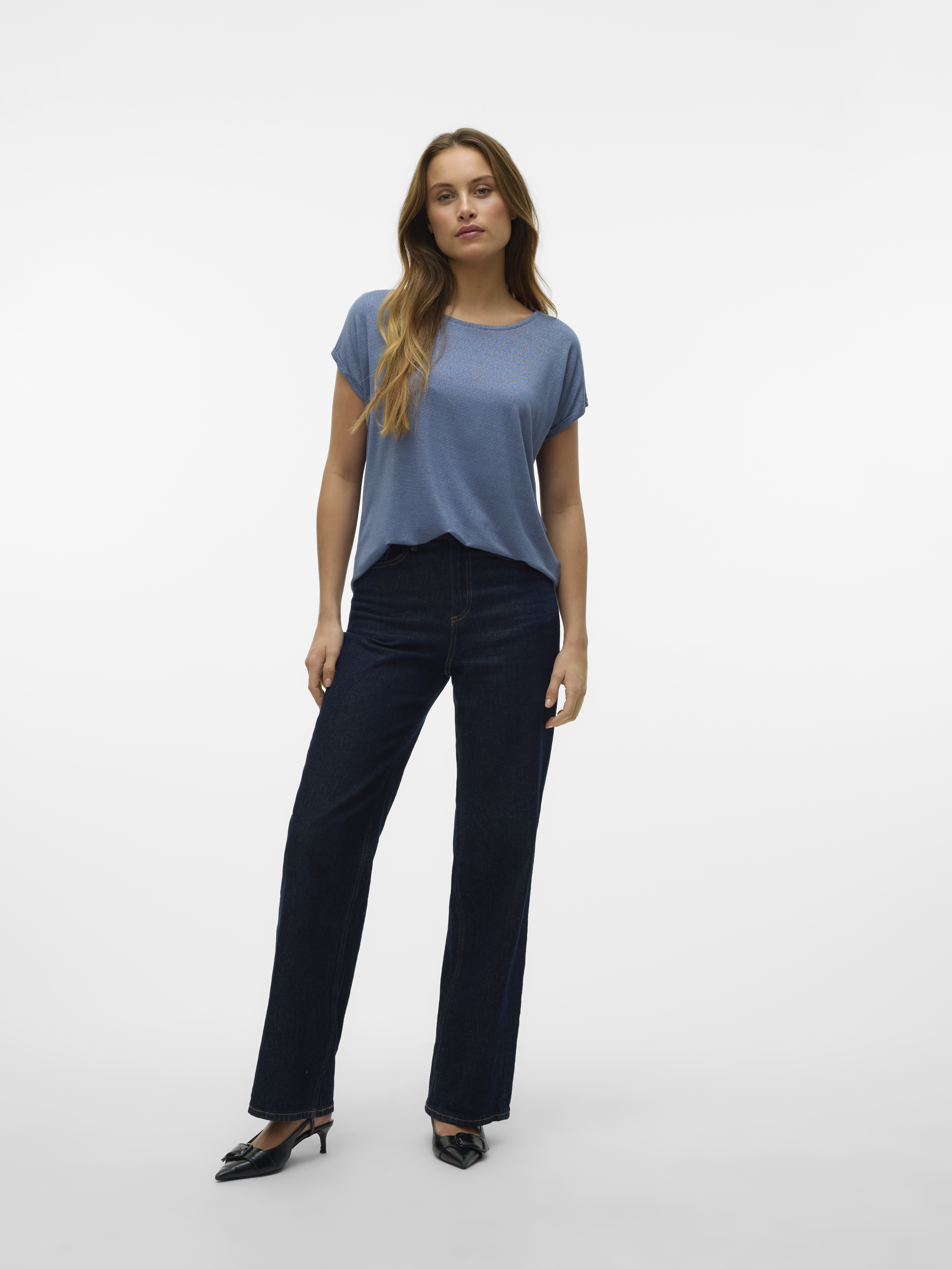 VMLAVA GLITTER SS TOP STRIPE JRS NOOS