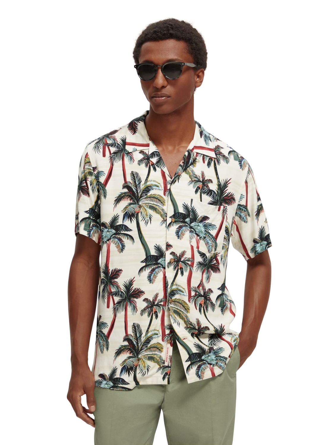 Short sleeved printed camp shirt