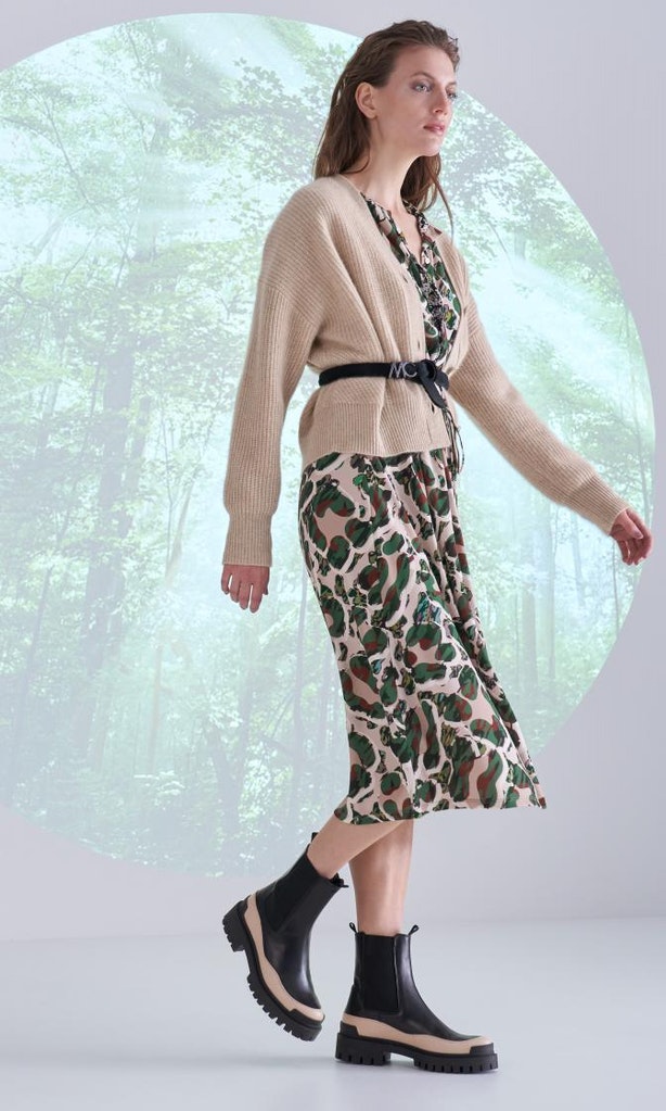 Midi-Kleid mit Camouflage-Print