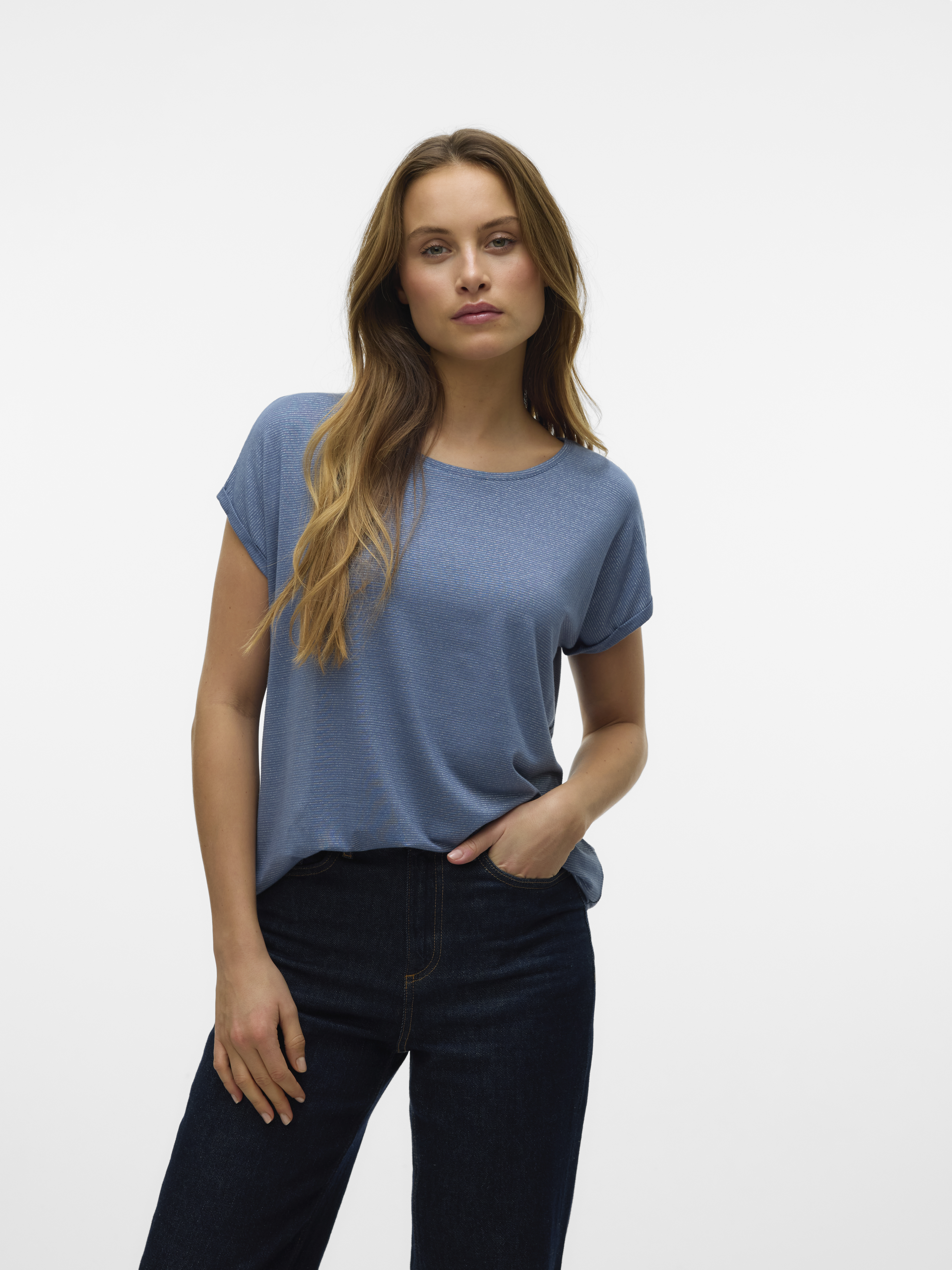 VMLAVA GLITTER SS TOP STRIPE JRS NOOS