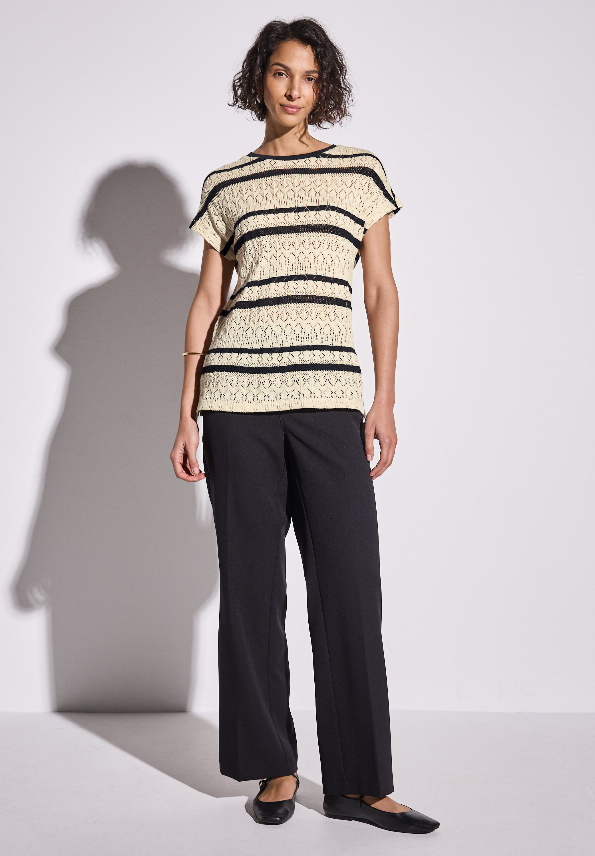 Ajour Shirt mit Streifen