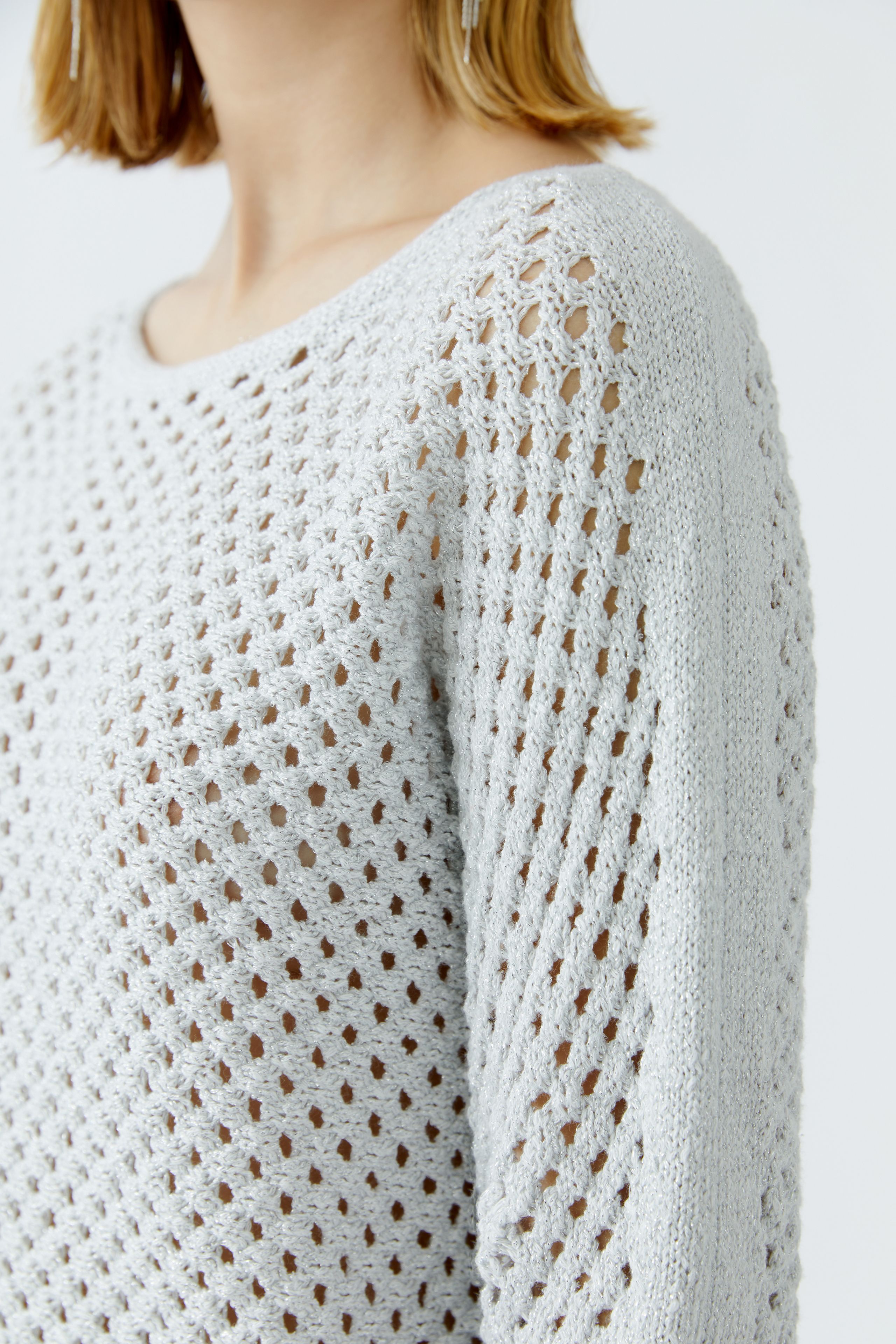Pullover Baumwollmischung mit Glanzgarn