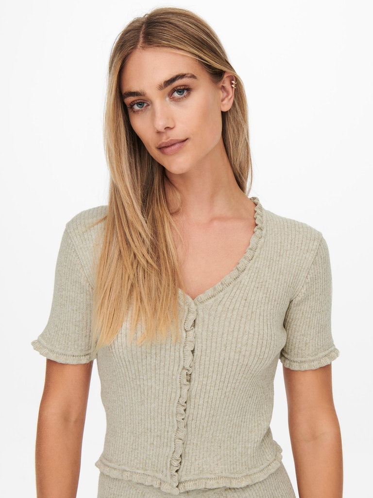 ONLLINA S/S RUFFLE CARDIGAN KNT