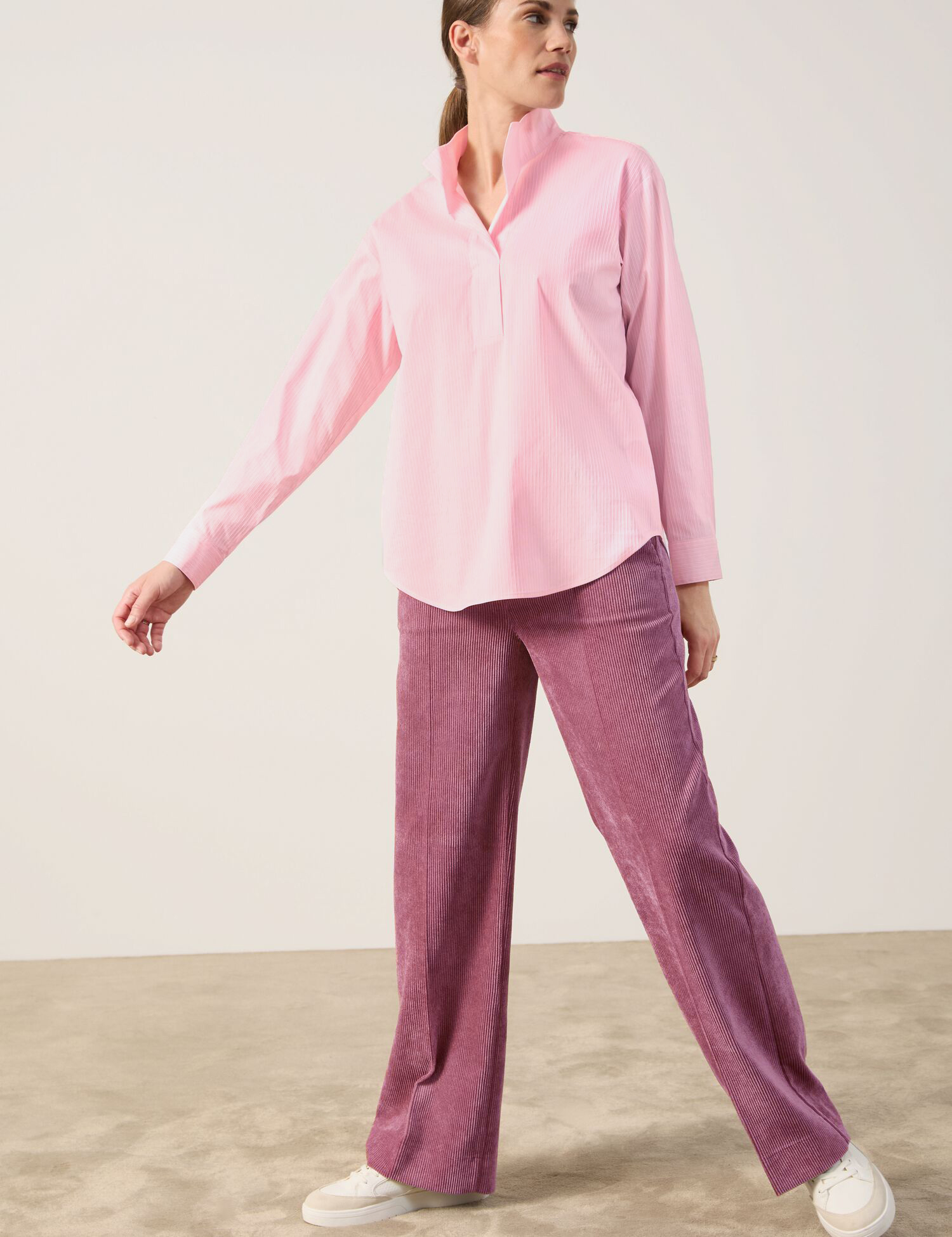 Gestreifte Bluse mit Quetschfalte