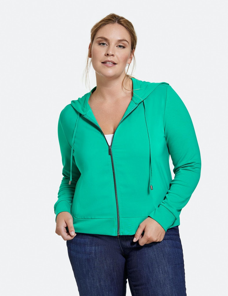 Hoodie Jacke mit Material-Mix