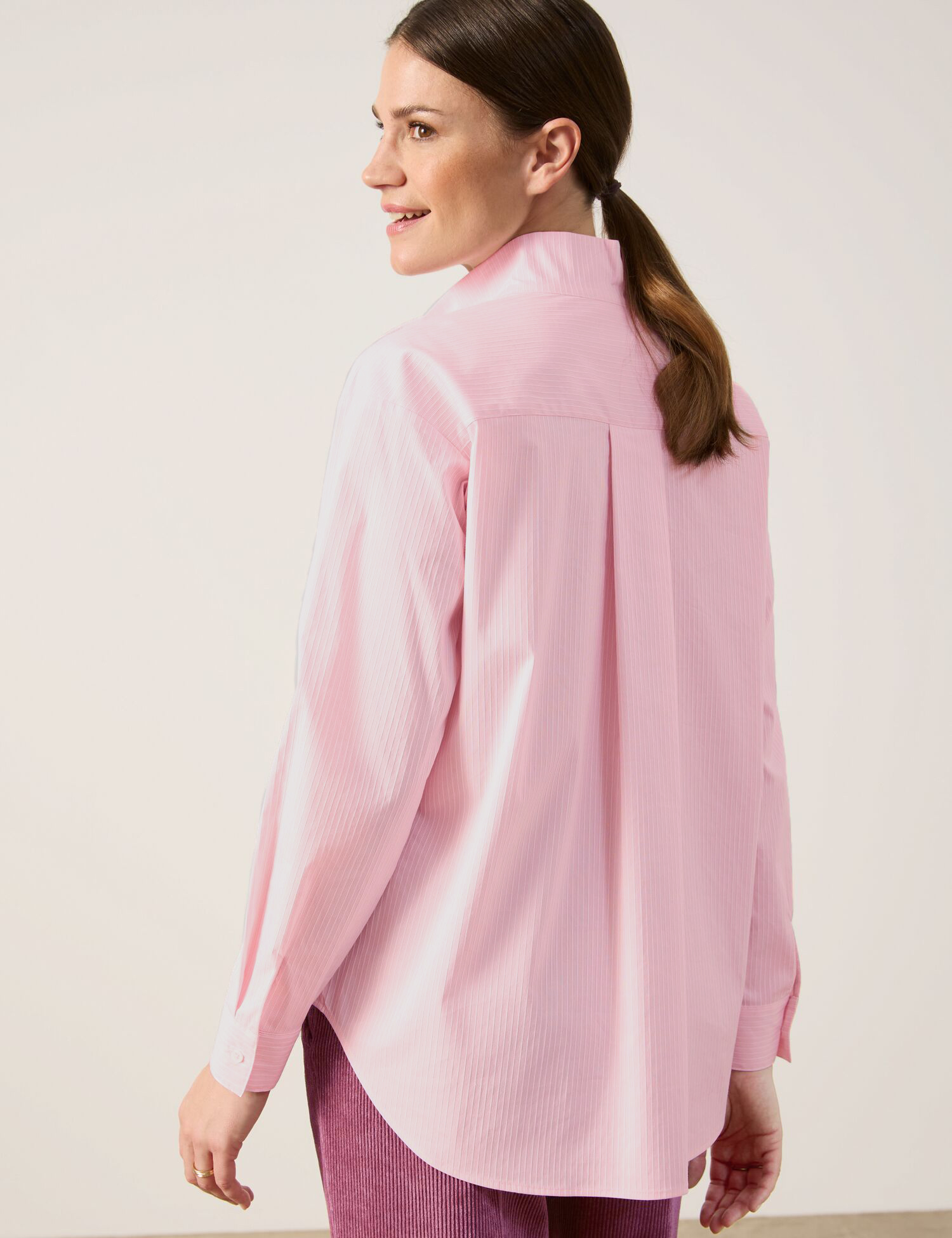 Gestreifte Bluse mit Quetschfalte