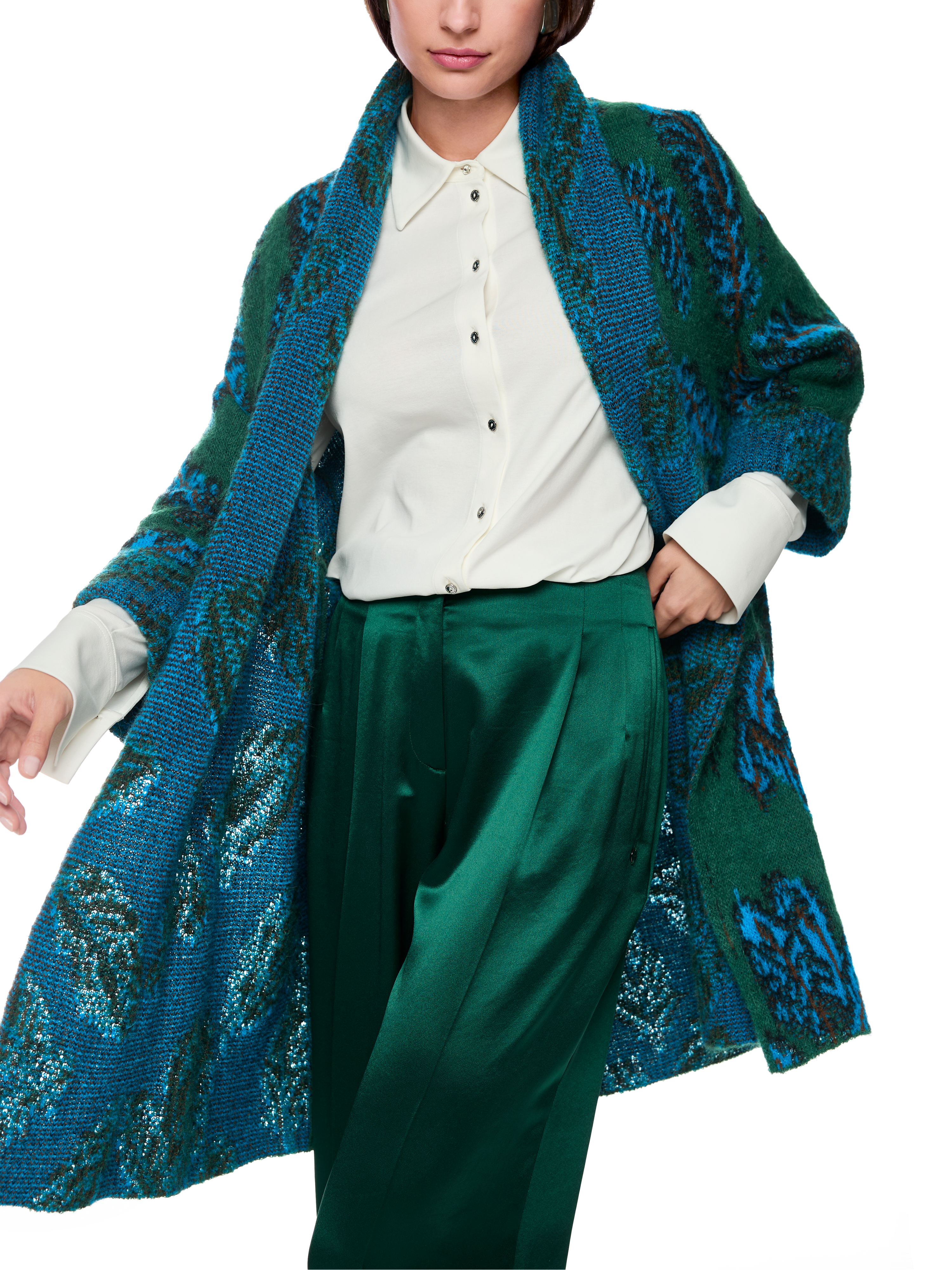 Jacquard-Cape-Mantel Knitted in Germany