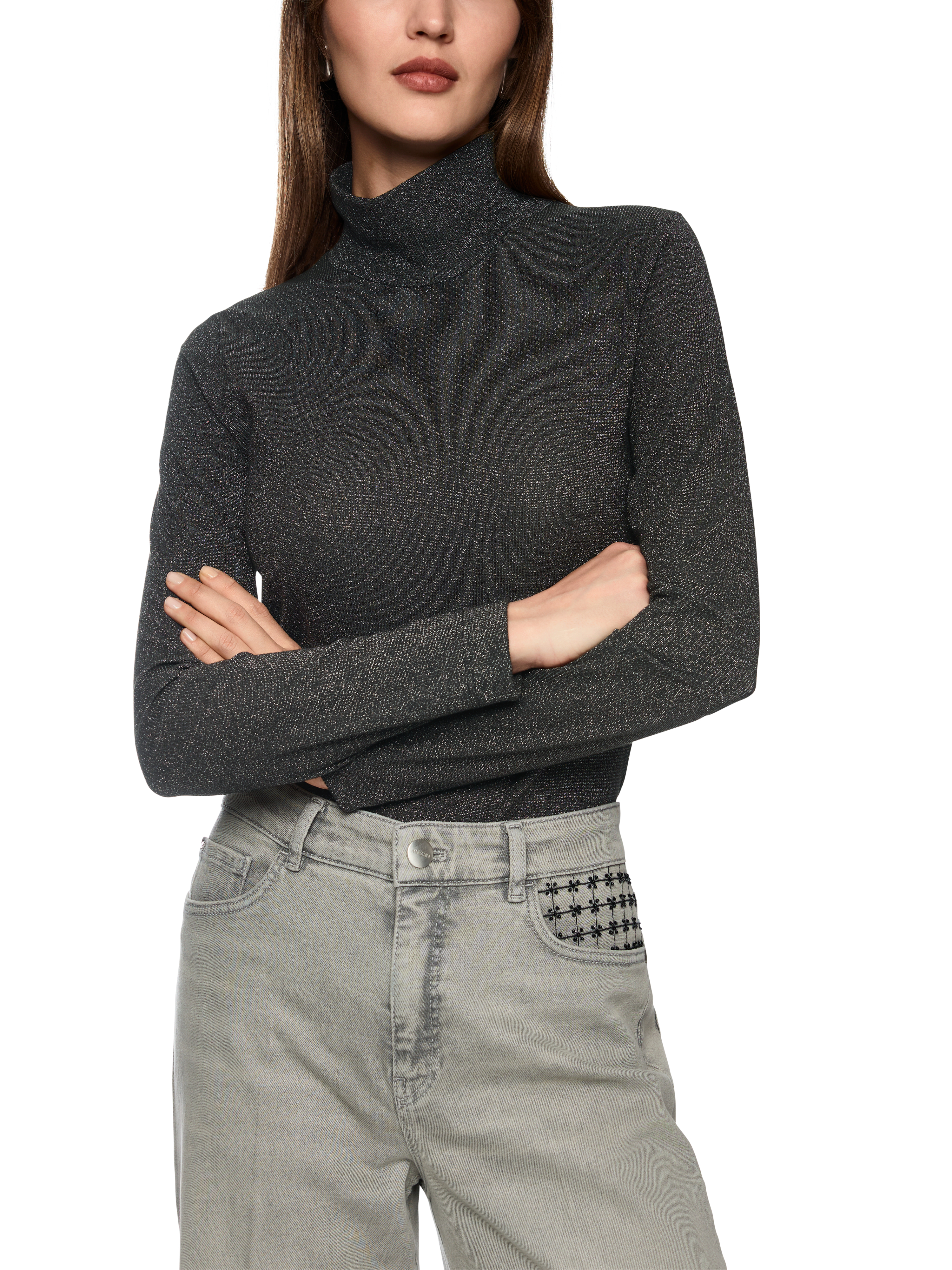 Schmaler Lurex-Longsleeve