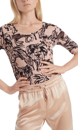 Halbarm-Shirt mit Lion Print