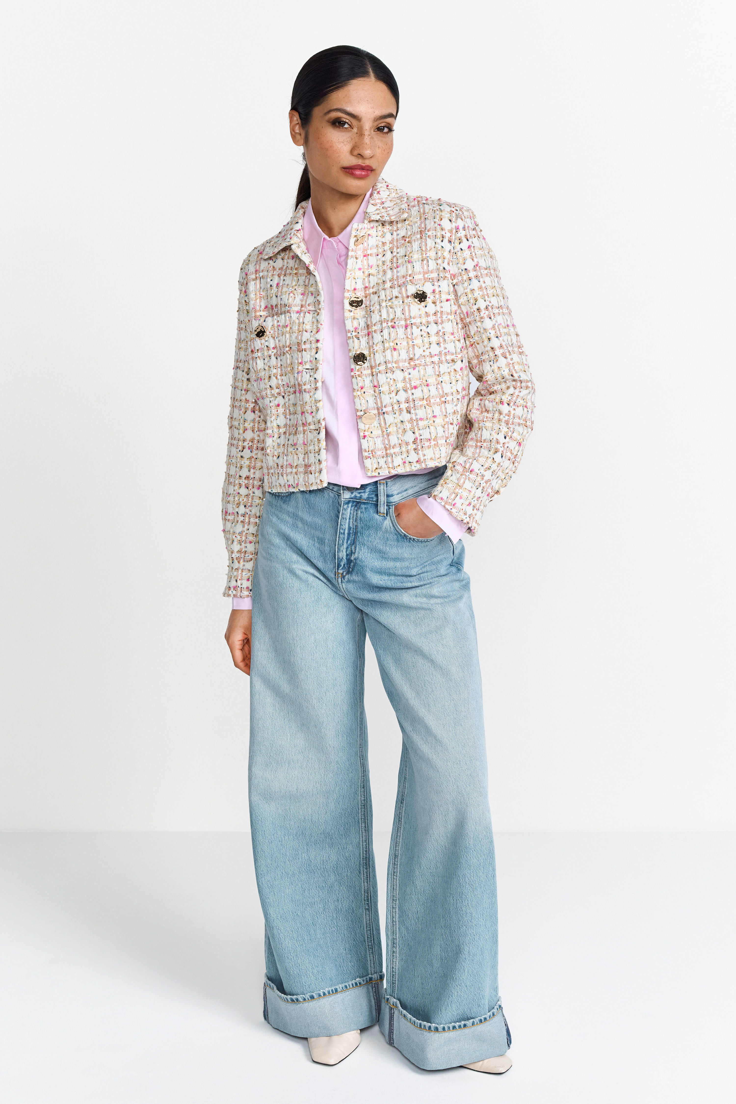 Boxy jacket with shirt collar
